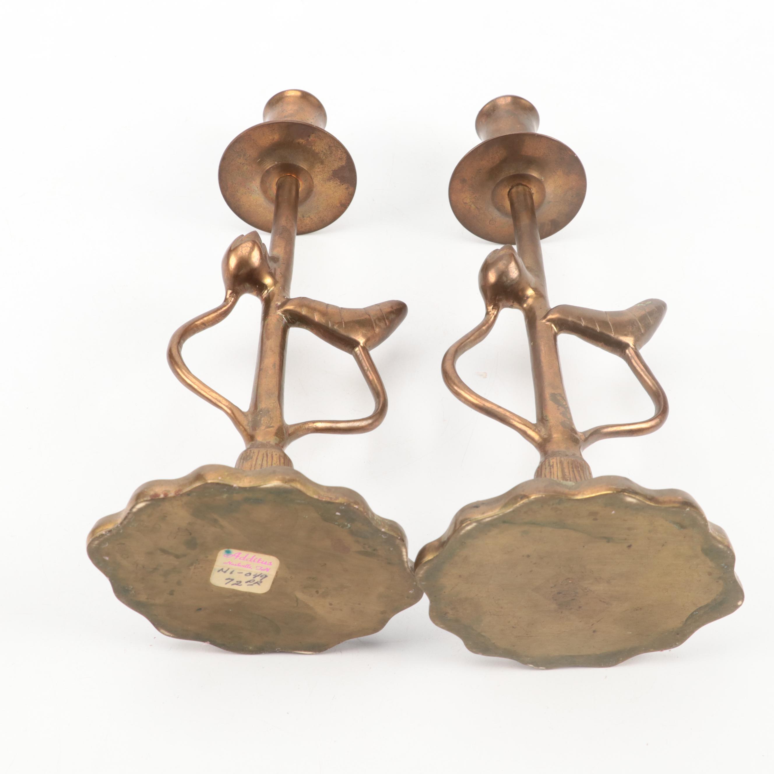 Chinese Koi Fish Brass Bookends, Additus Brass Candlesticks, and More