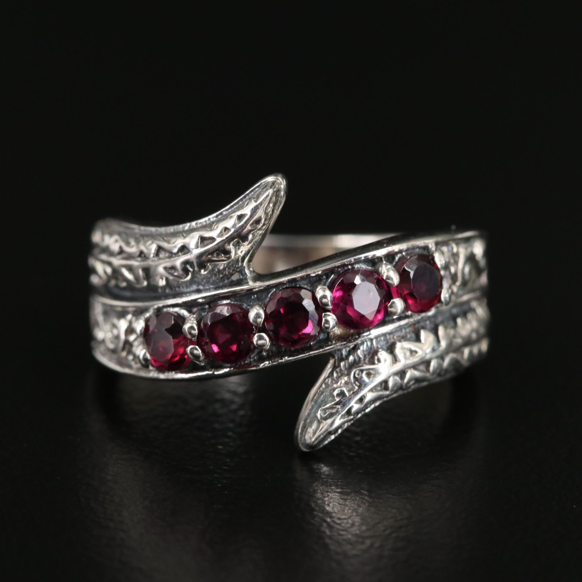 Sterling Rhodolite Garnet Bypass Ring