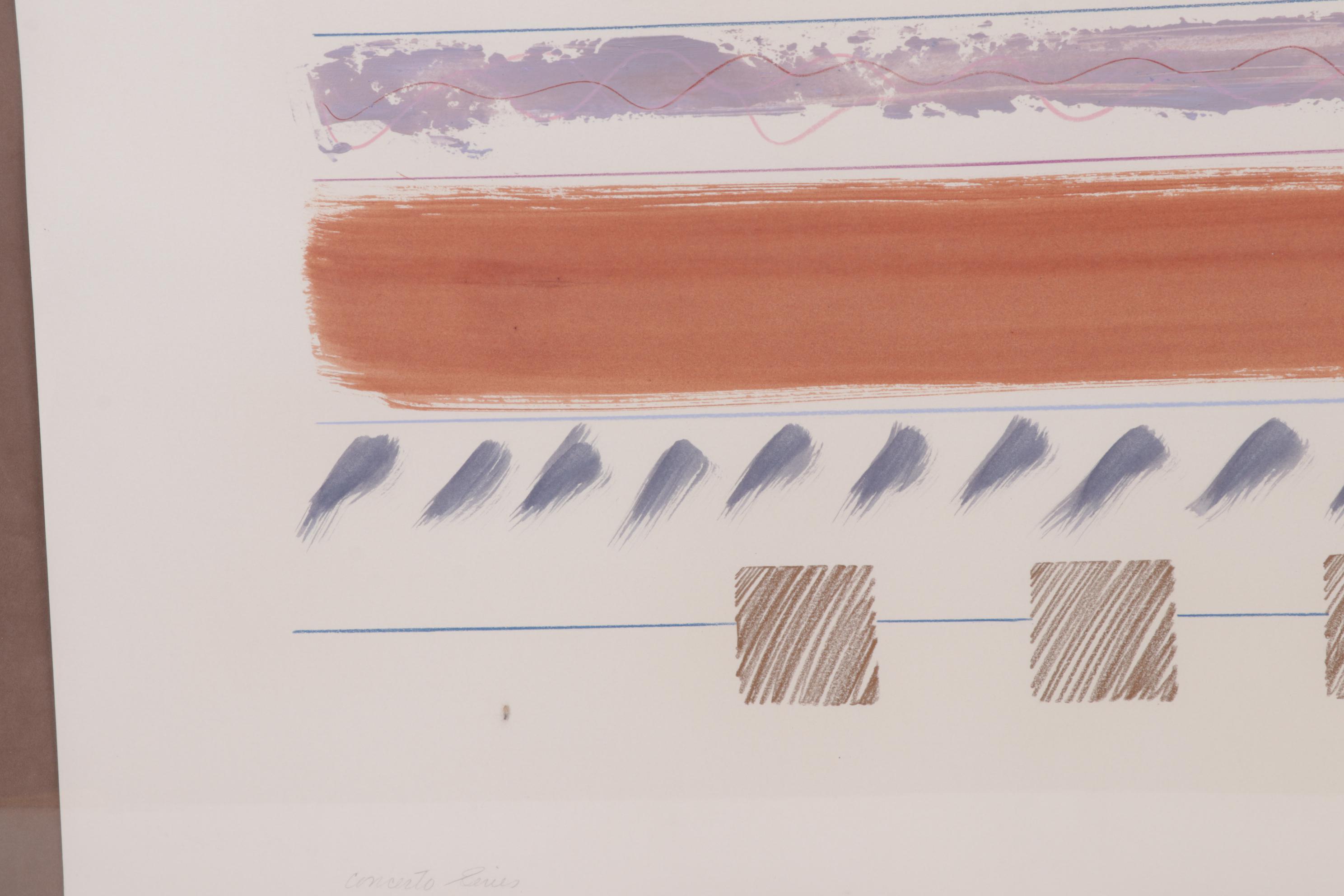 Enrico Embroli "Concerto" Series Embellished Color Lithograph, Late 20th Century