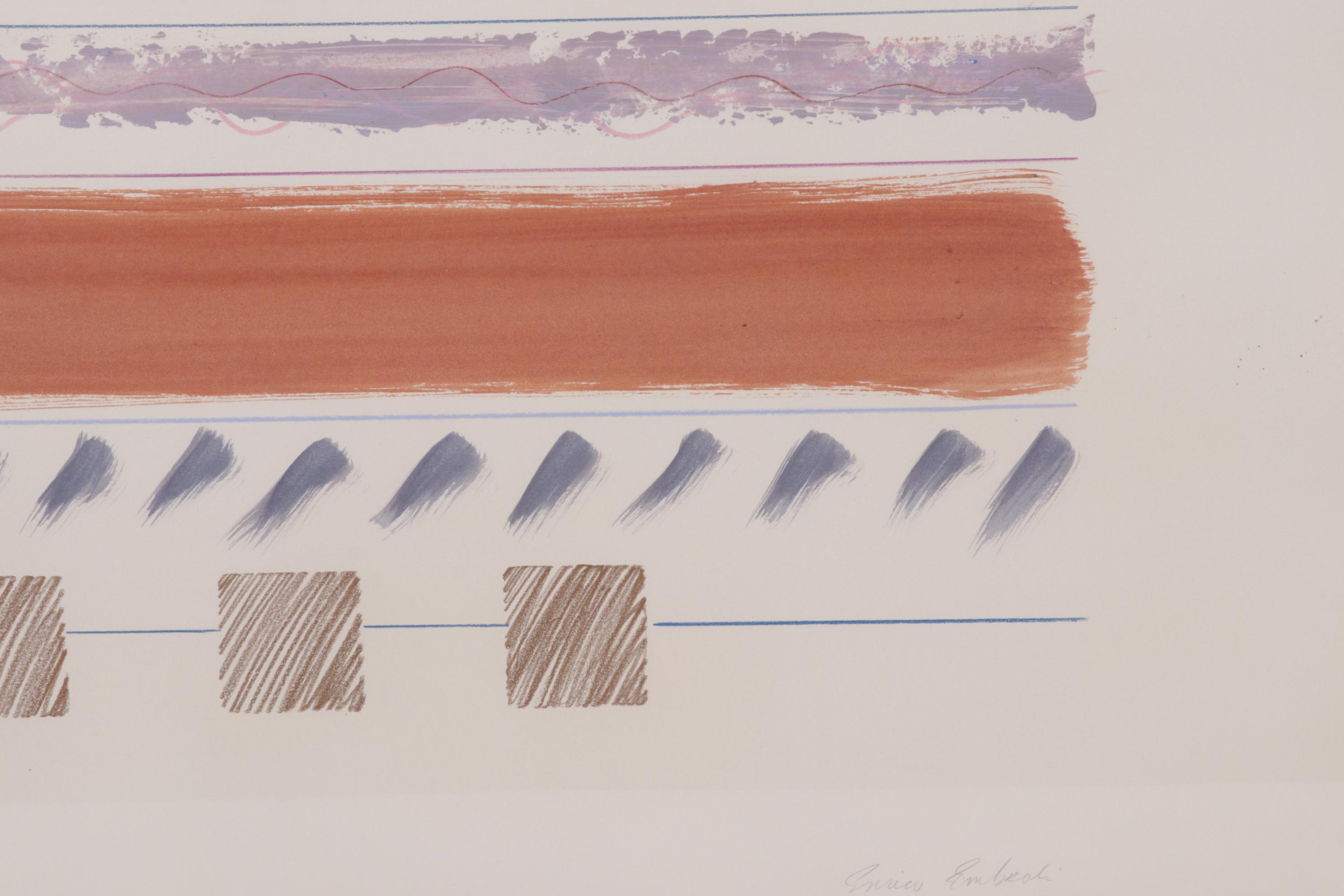 Enrico Embroli "Concerto" Series Embellished Color Lithograph, Late 20th Century