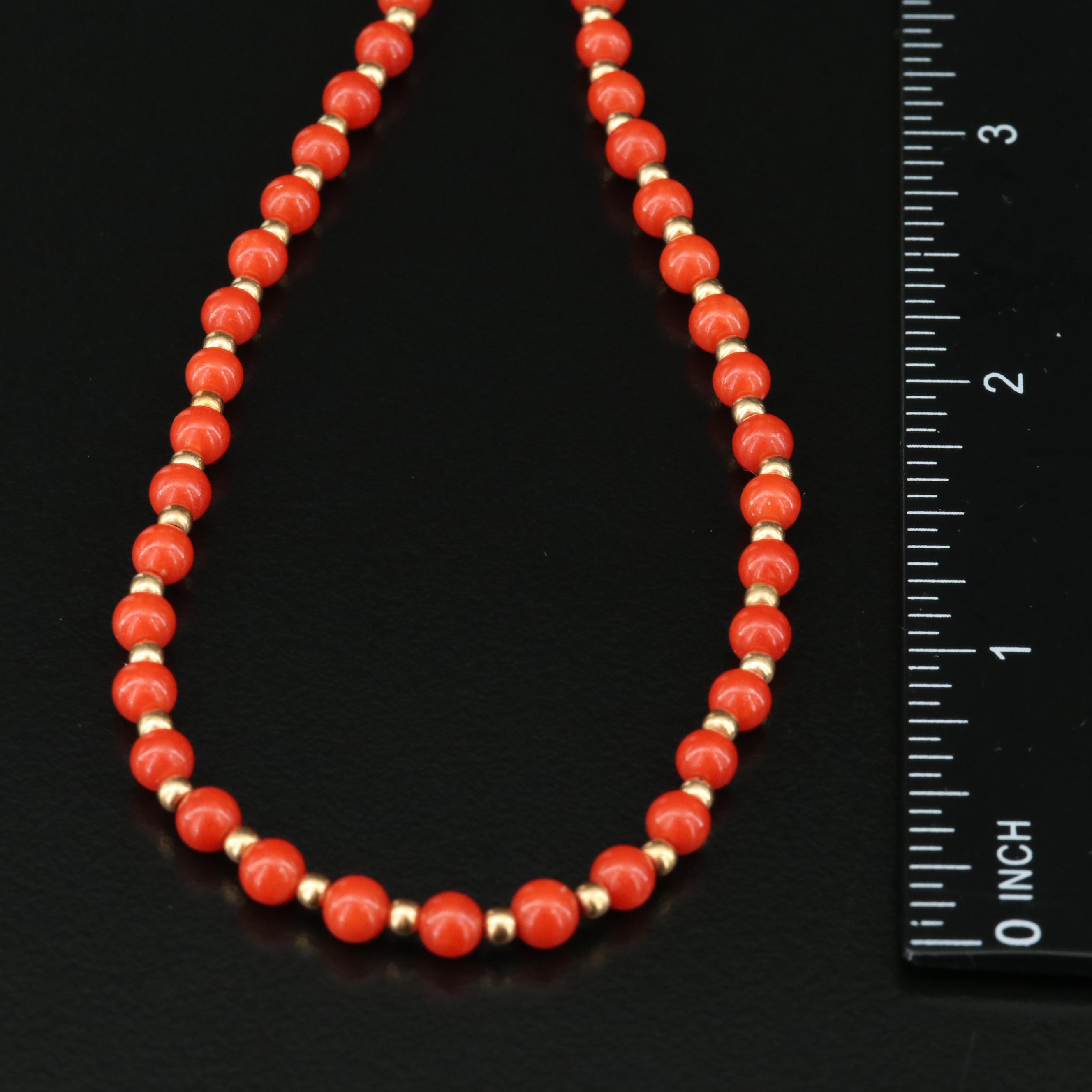 18K Coral Beaded Necklace