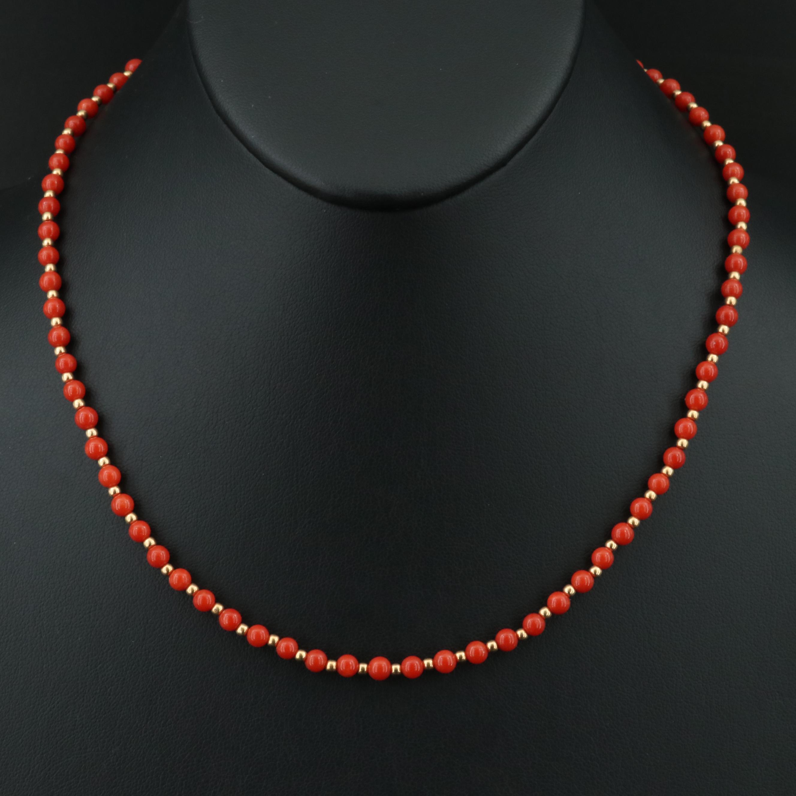 18K Coral Beaded Necklace