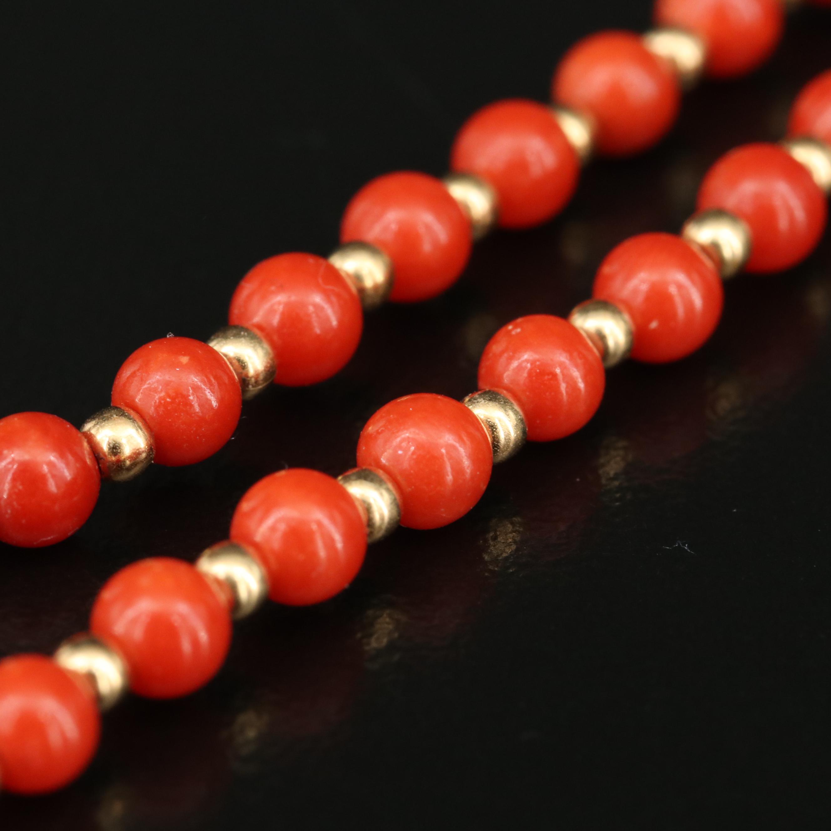 18K Coral Beaded Necklace