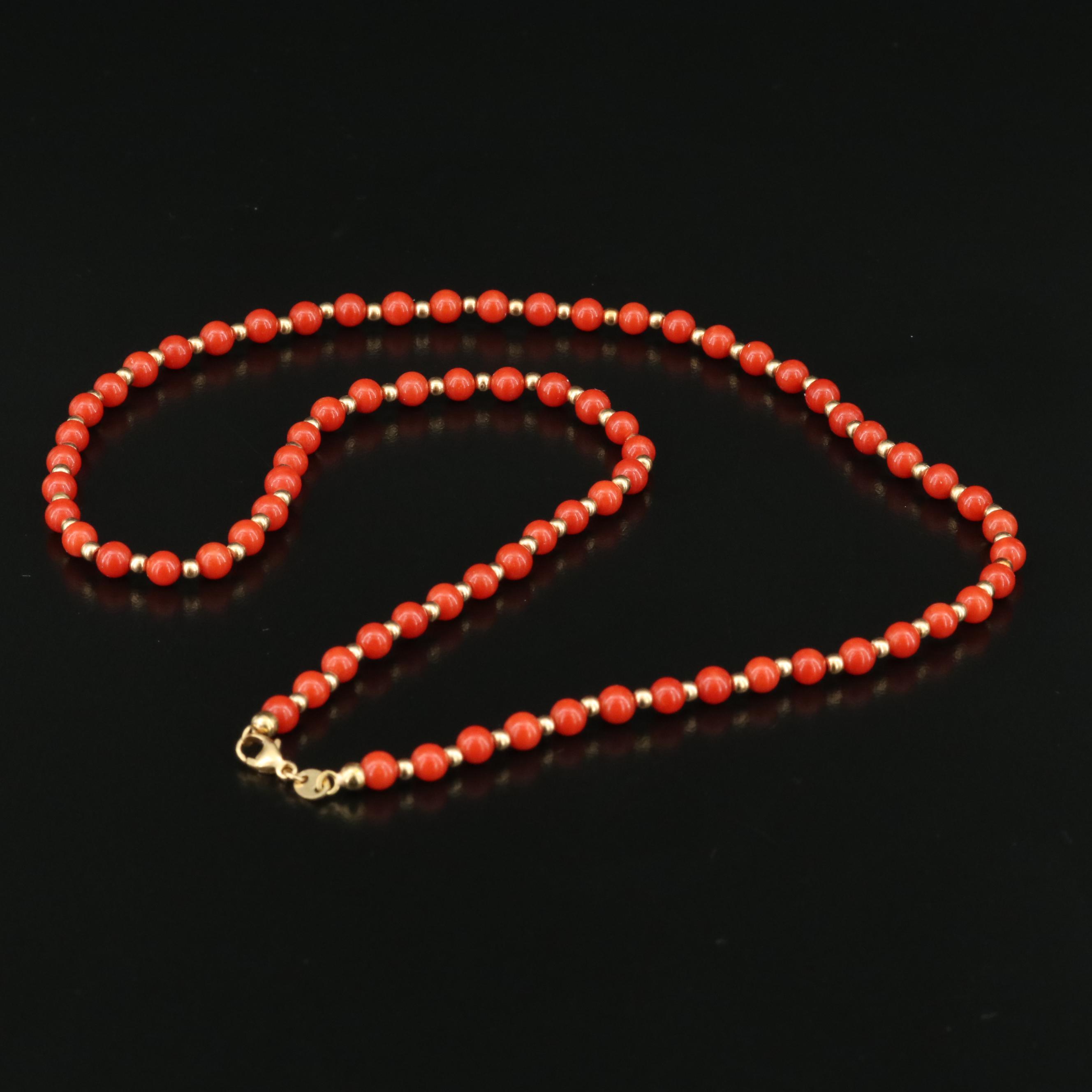 18K Coral Beaded Necklace