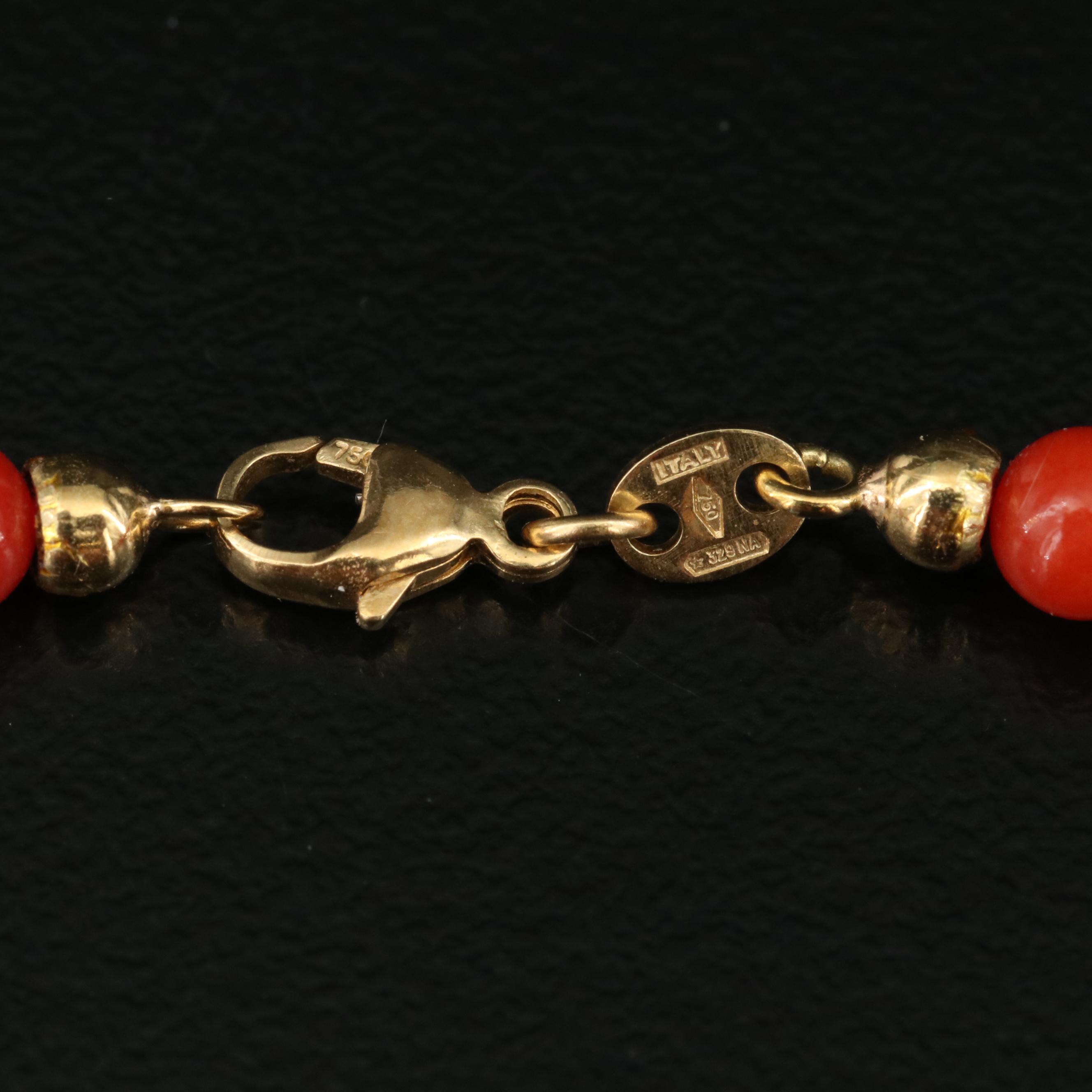 18K Coral Beaded Necklace