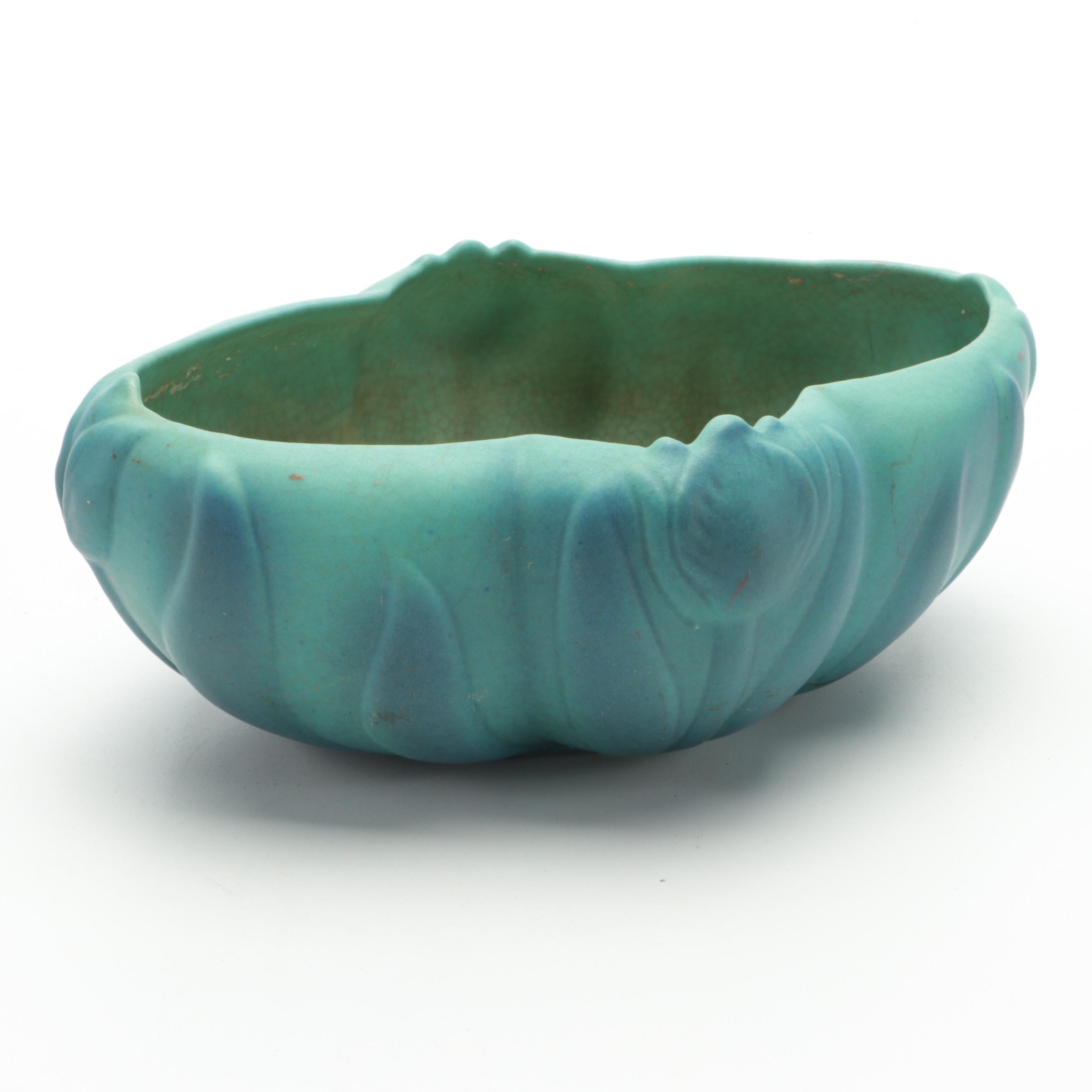 Van Briggle Pottery Tulip Low Bowl with Frog