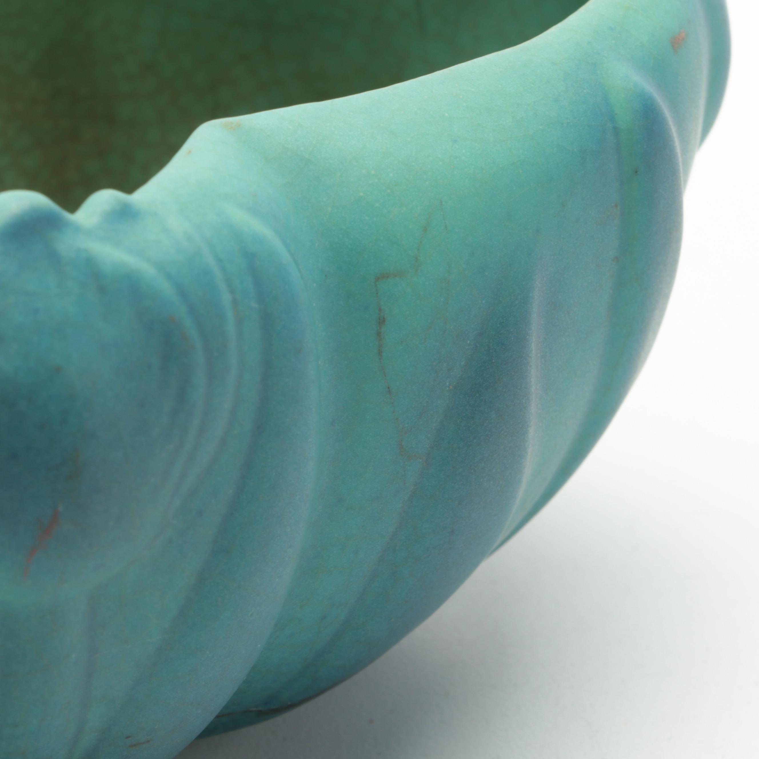 Van Briggle Pottery Tulip Low Bowl with Frog