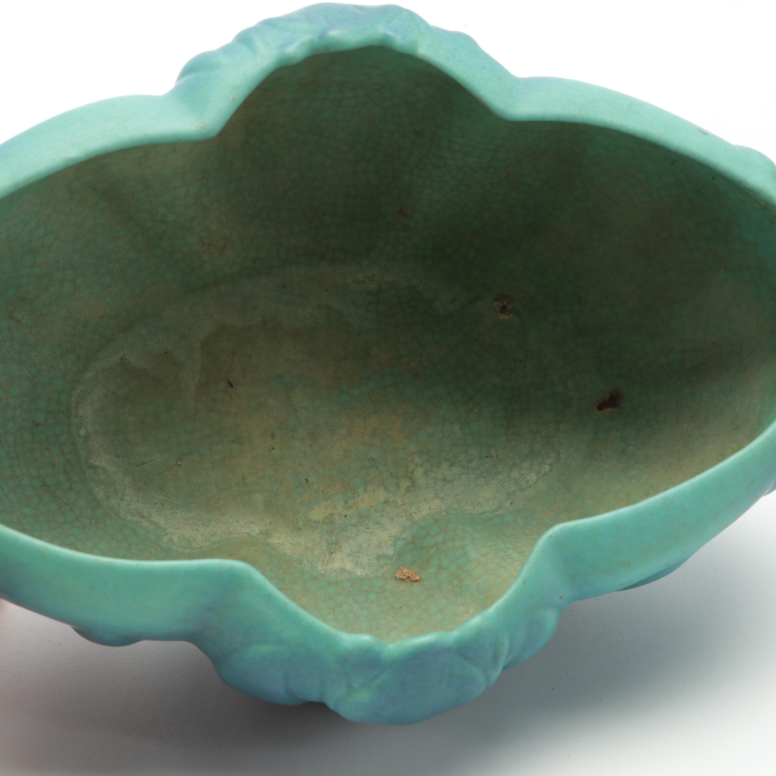Van Briggle Pottery Tulip Low Bowl with Frog