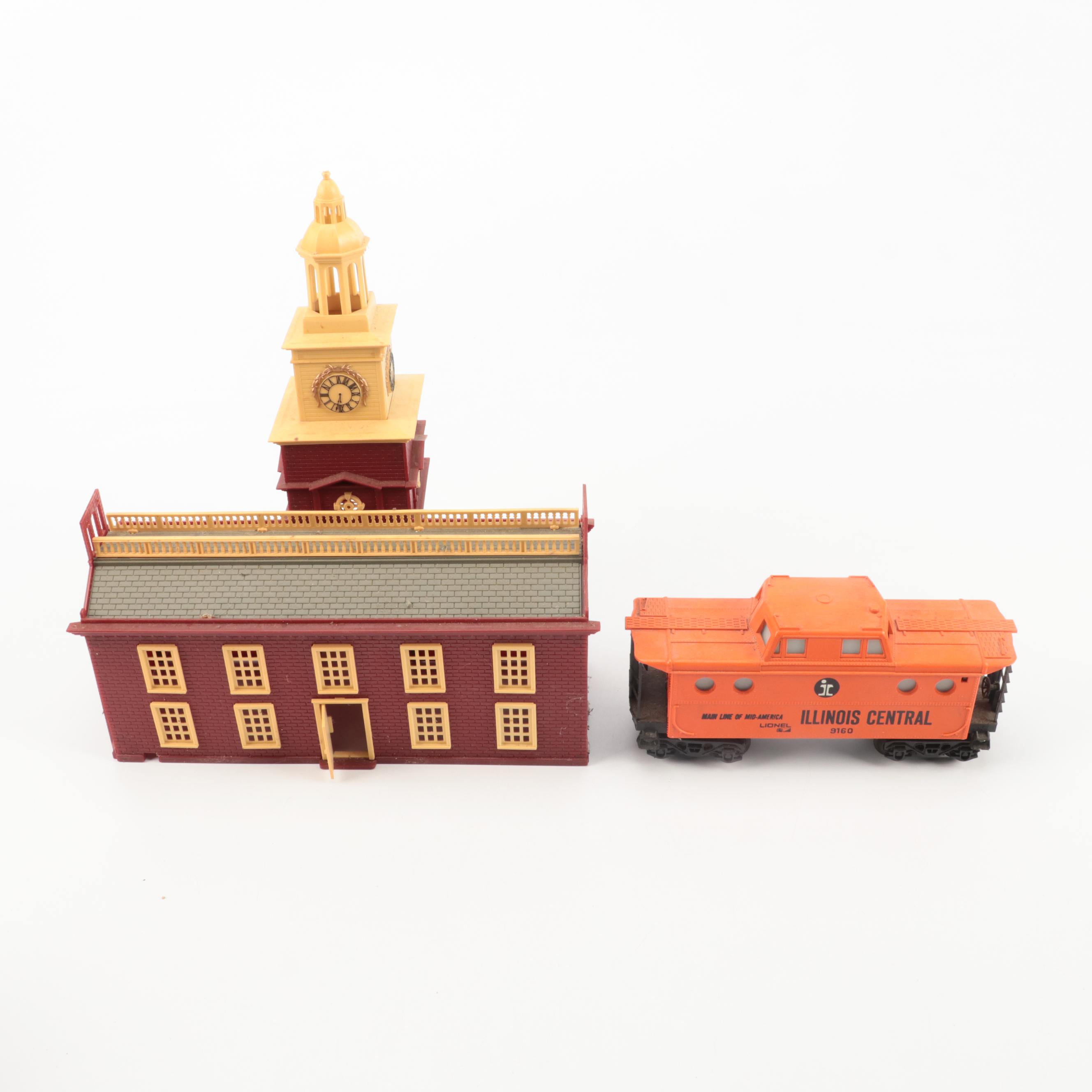Model Railway Buildings and Accessories with Locomotive and Cars