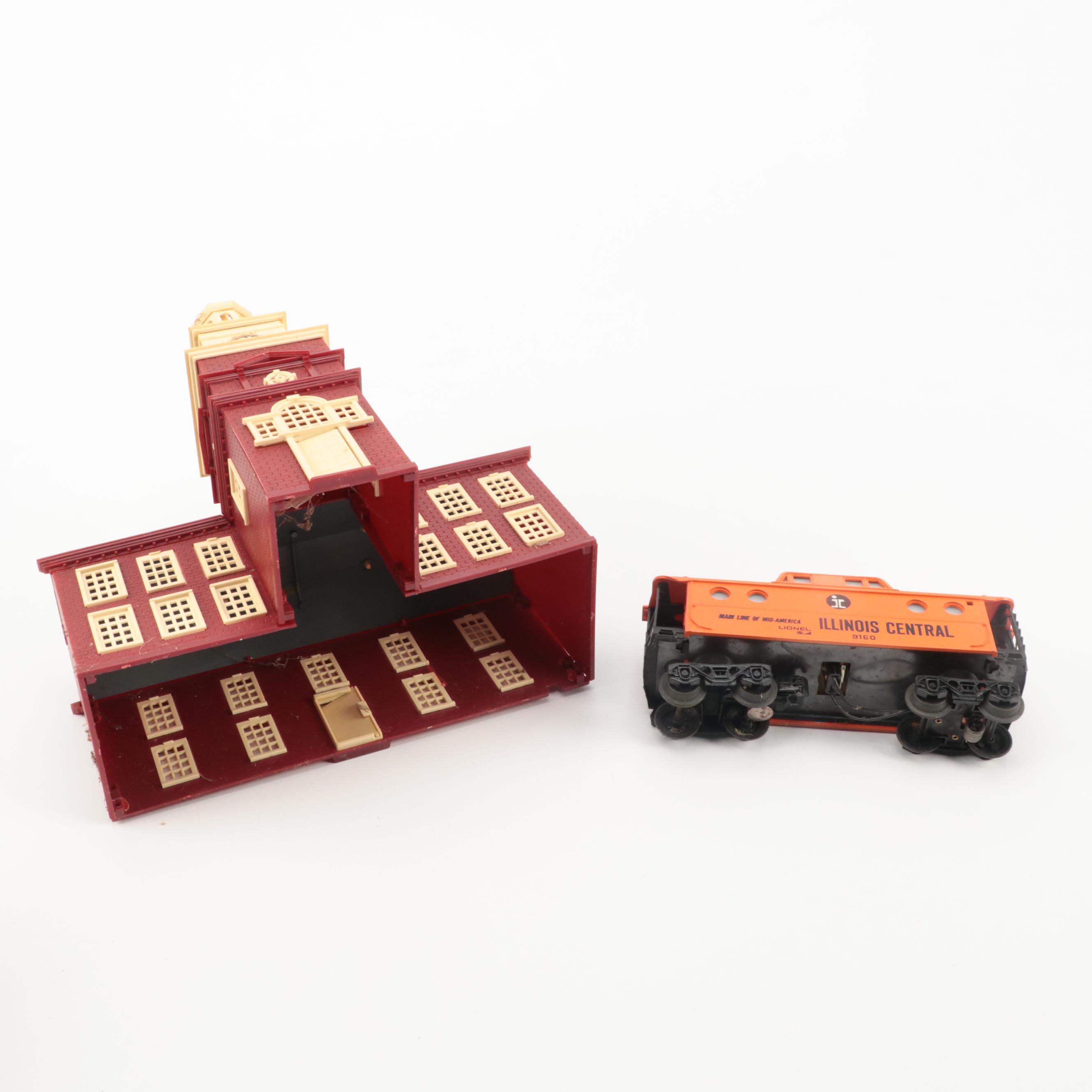 Model Railway Buildings and Accessories with Locomotive and Cars