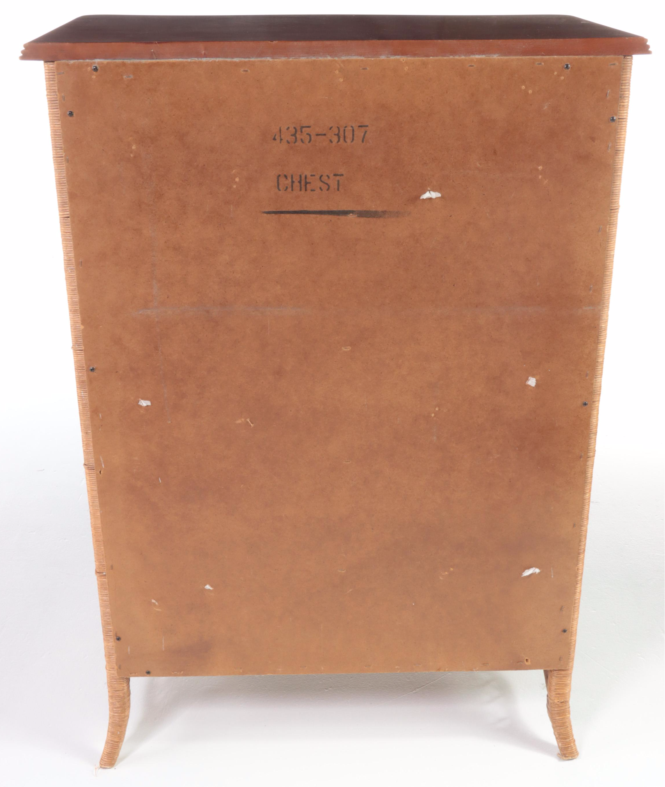 Lexington/Henry Link Cherrywood and Wicker Five-Drawer Chest