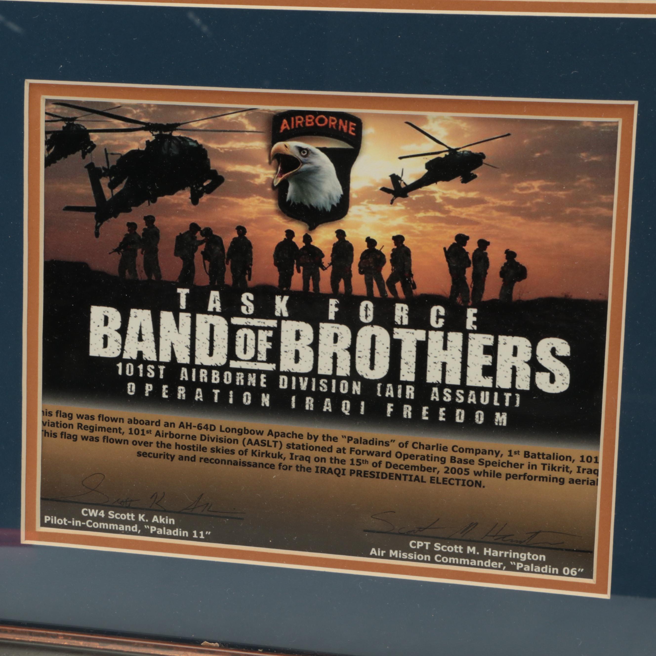 Task Force Band of Brothers American Flag in Matted and Framed Display