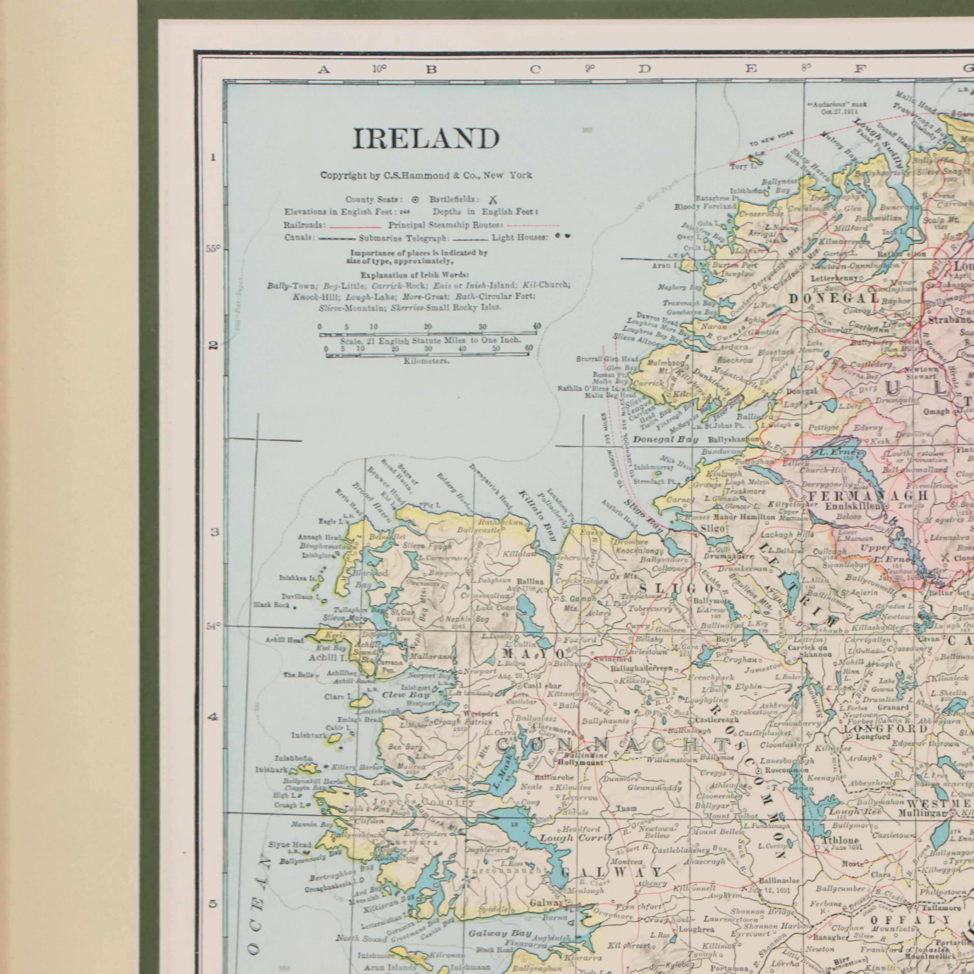 C.S. Hammond & Co. Map "Ireland," Early 20th Century