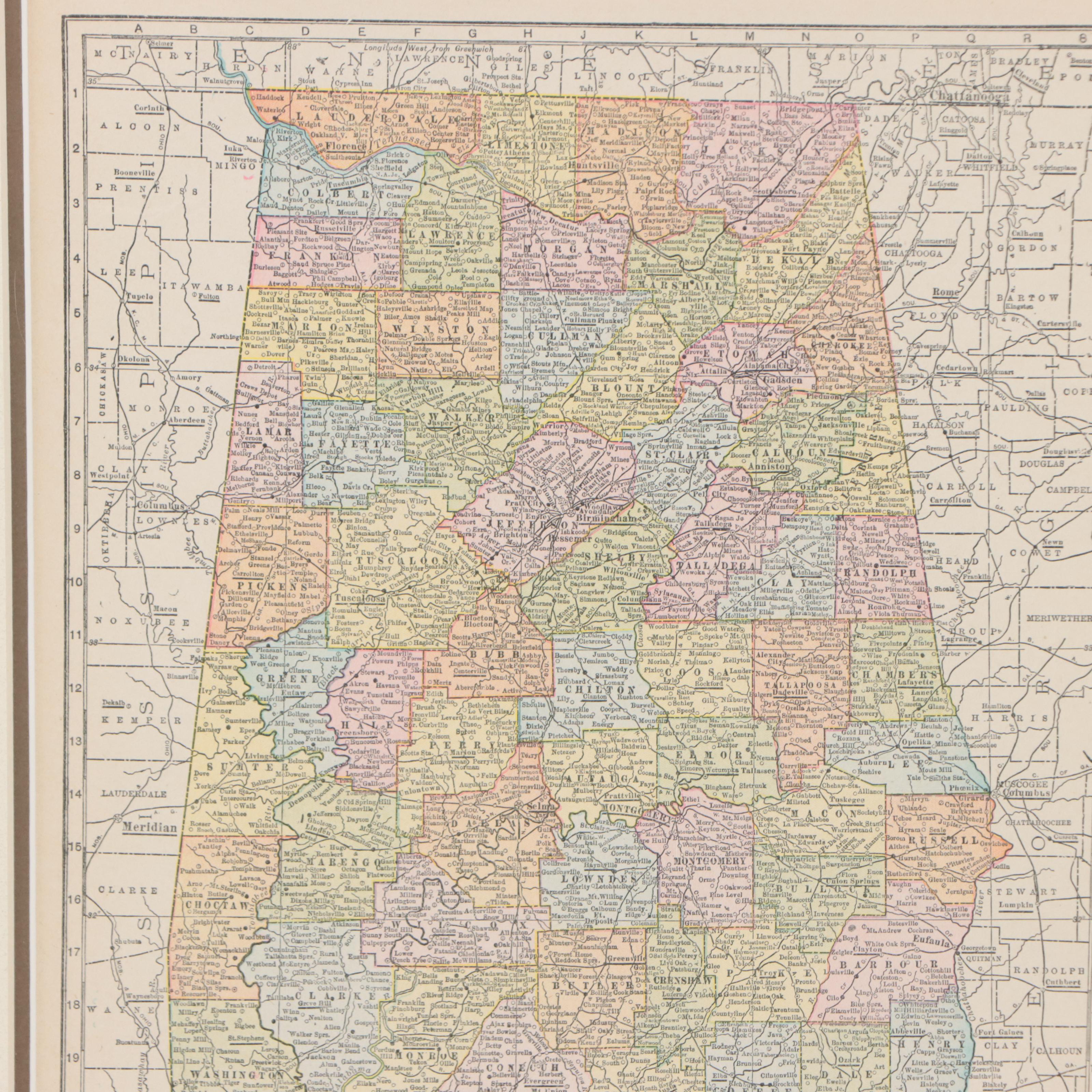 The Geographical Publishing Co. Map "Alabama," Early 20th Century
