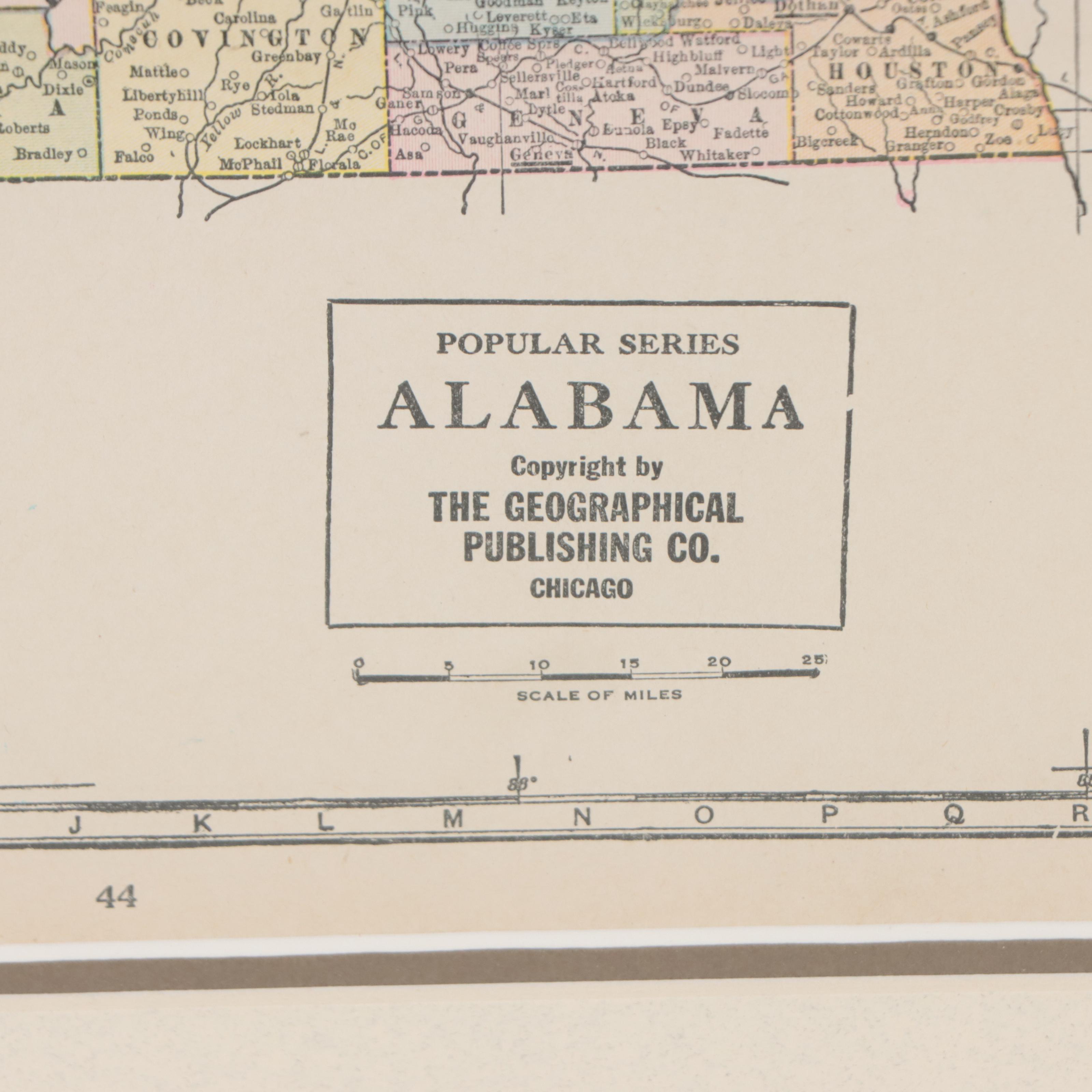 The Geographical Publishing Co. Map "Alabama," Early 20th Century
