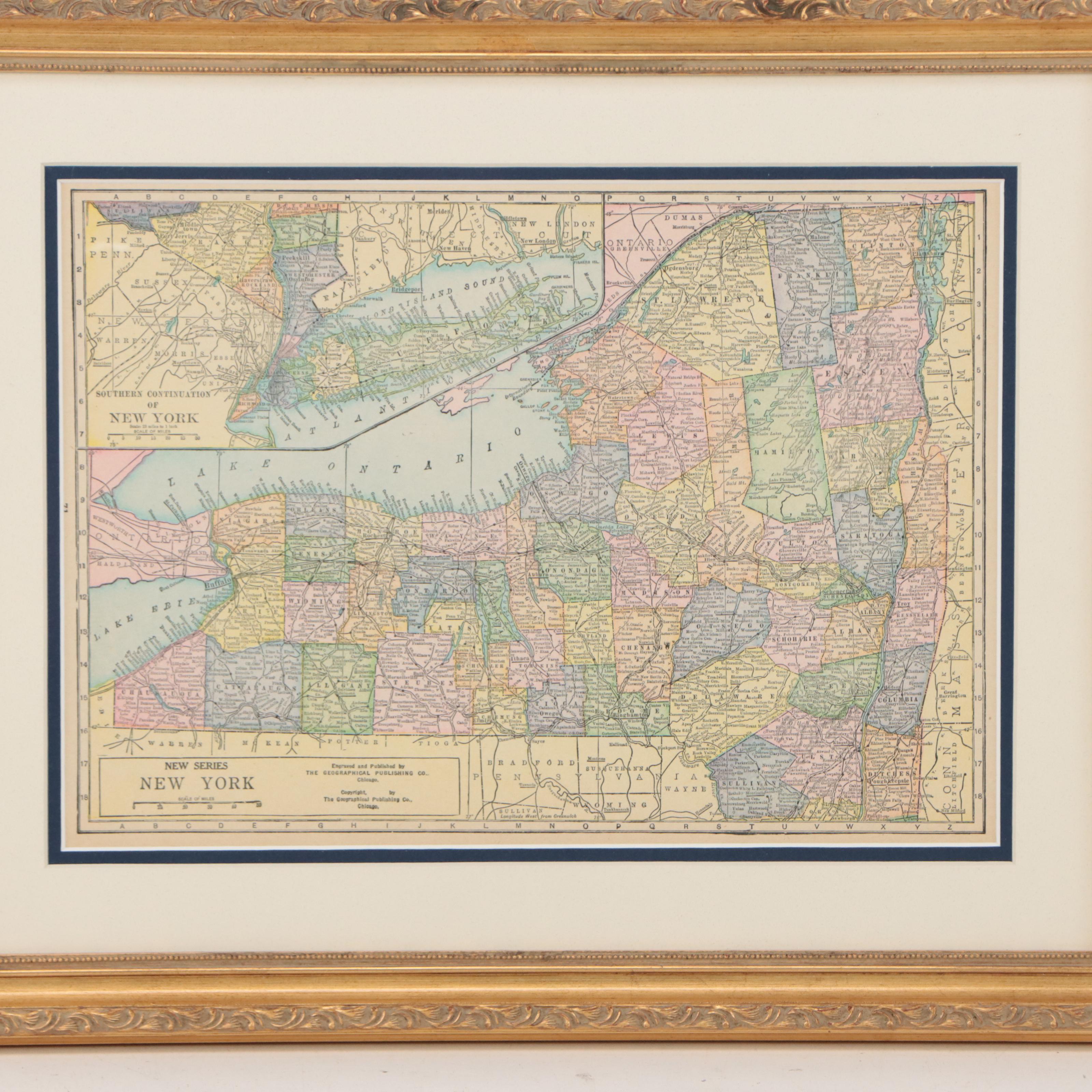 The Geographical Publishing Co. Map "New York," Early 20th Century
