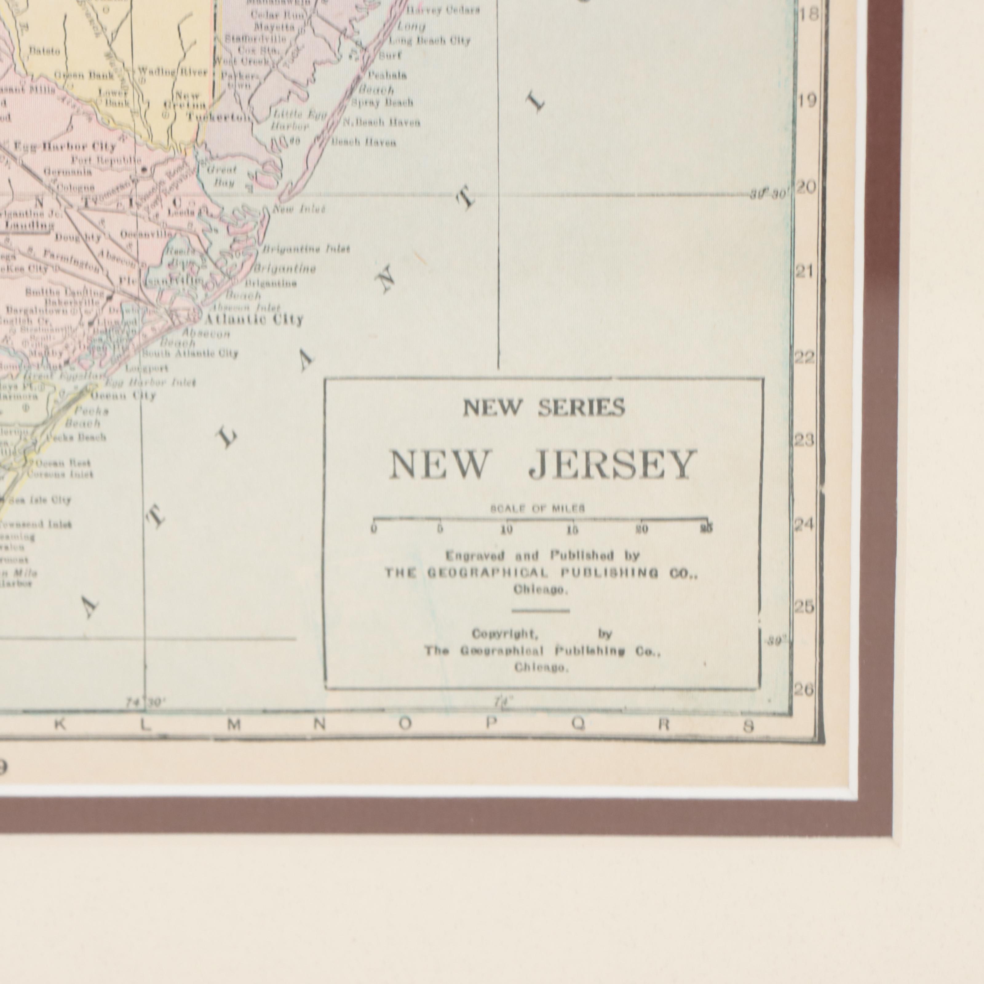 The Geographical Publishing Co. Map "New Jersey," Early 20th Century
