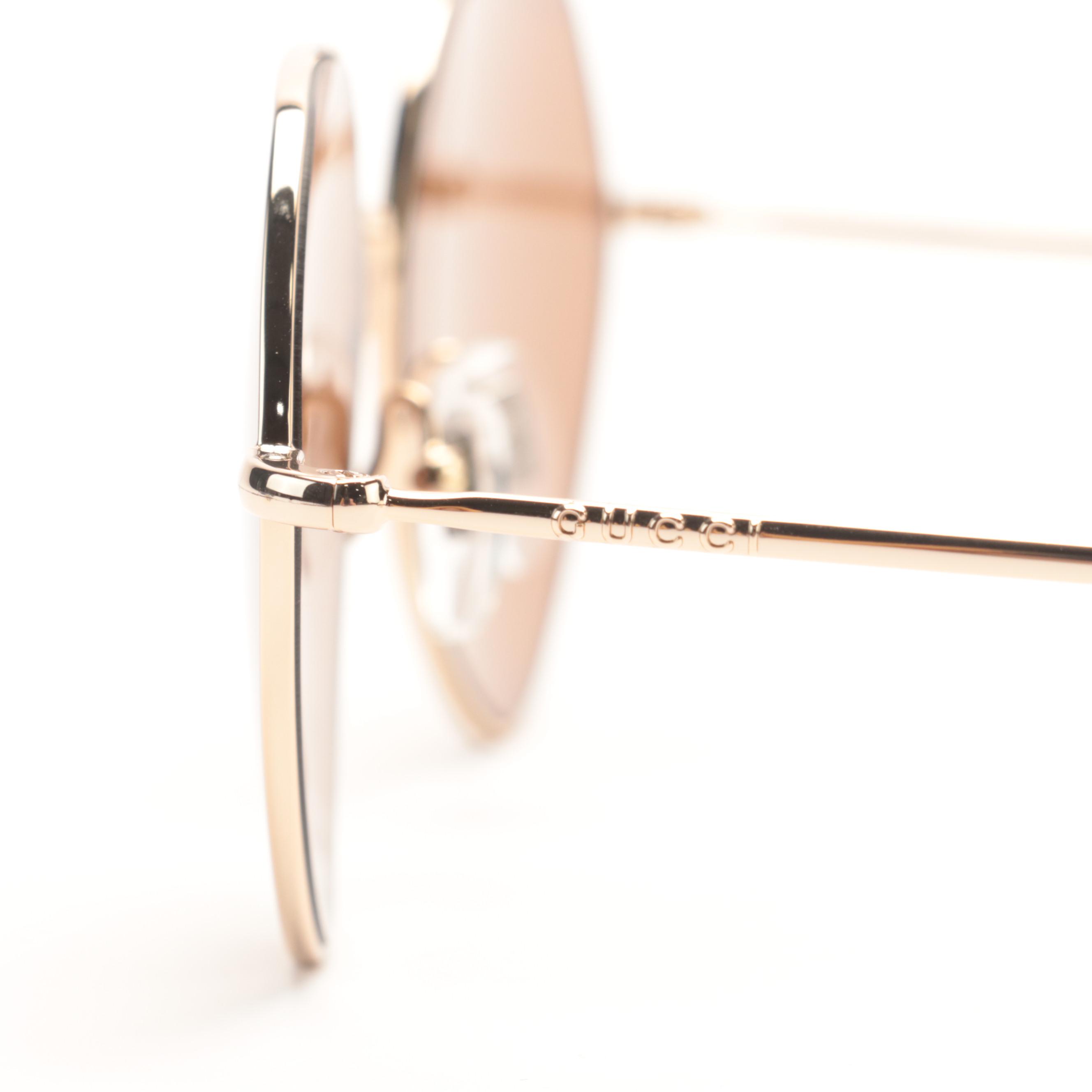 Gucci GG1182S Gold and Brown Geometric Sunglasses with Case