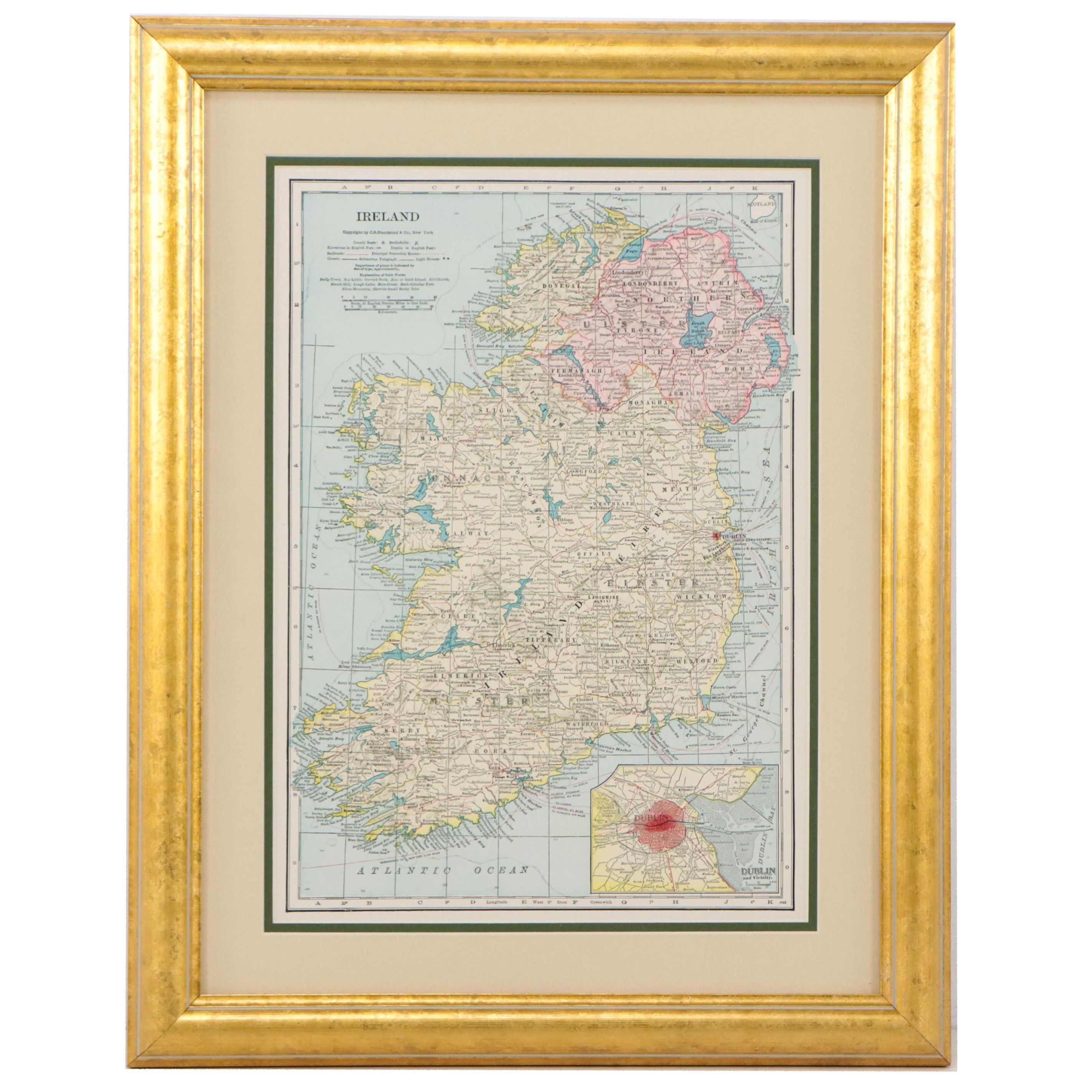 C.S. Hammond & Co. Map "Ireland," Early 20th Century