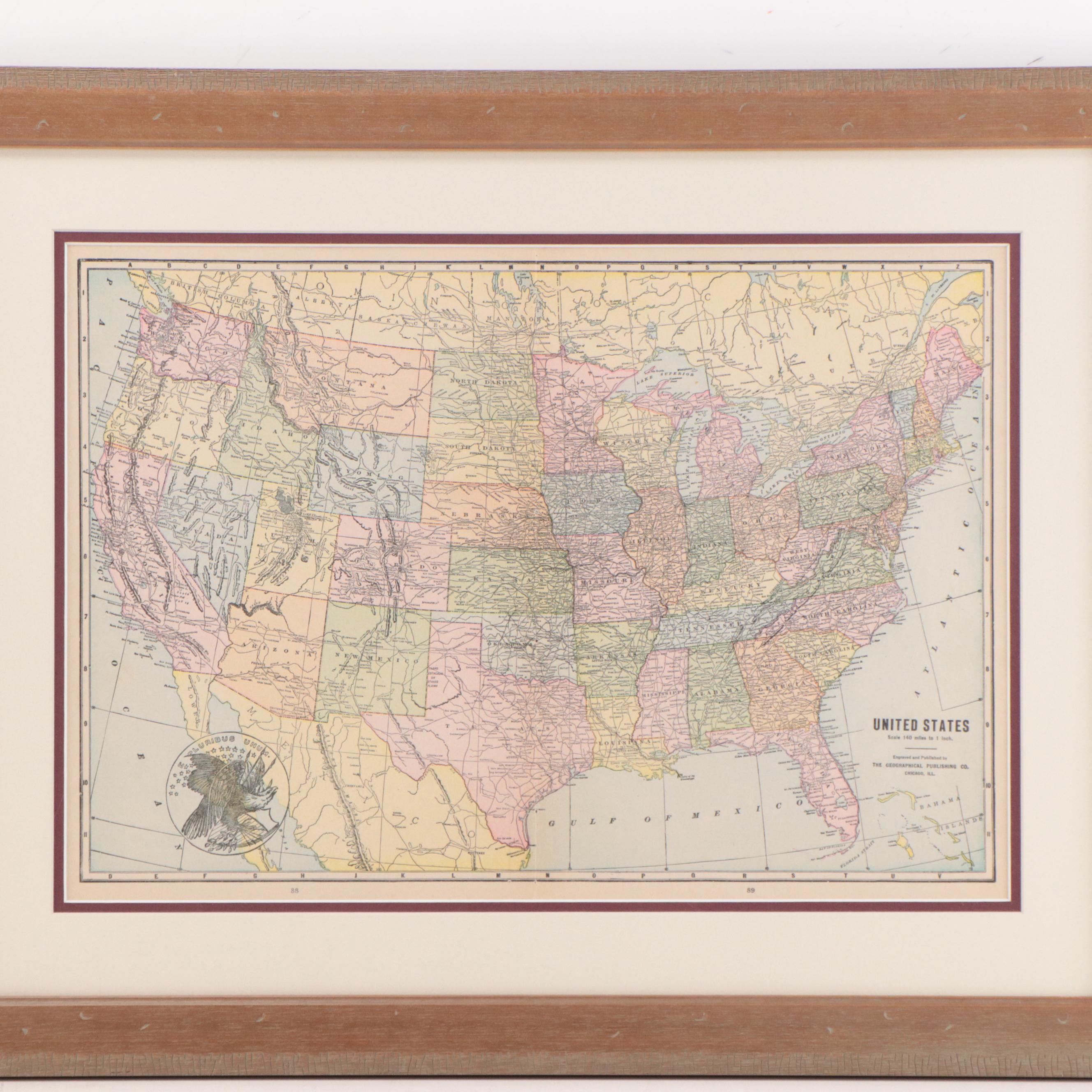 The Geographical Publishing Co. Map "United States," Early 20th Century