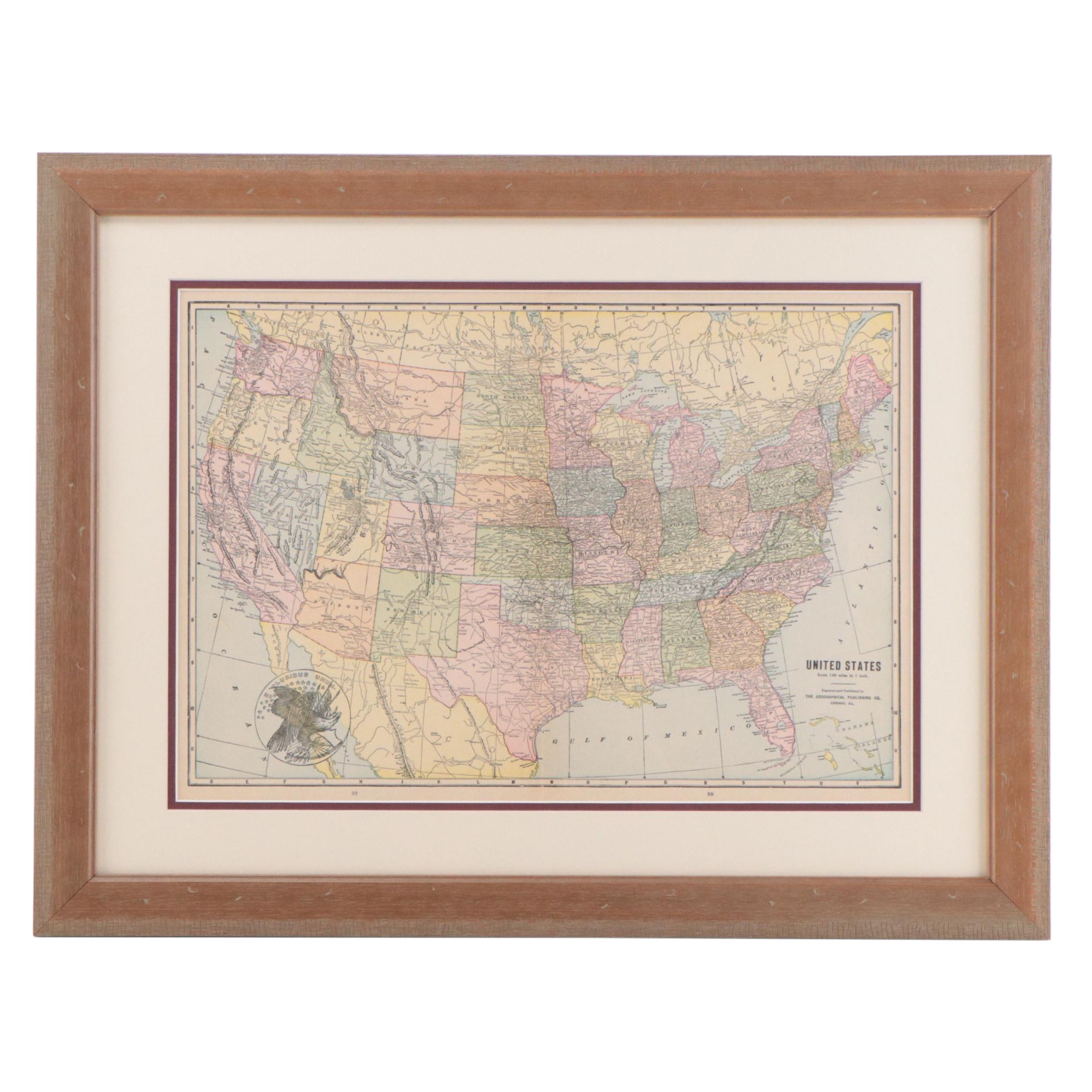 The Geographical Publishing Co. Map "United States," Early 20th Century
