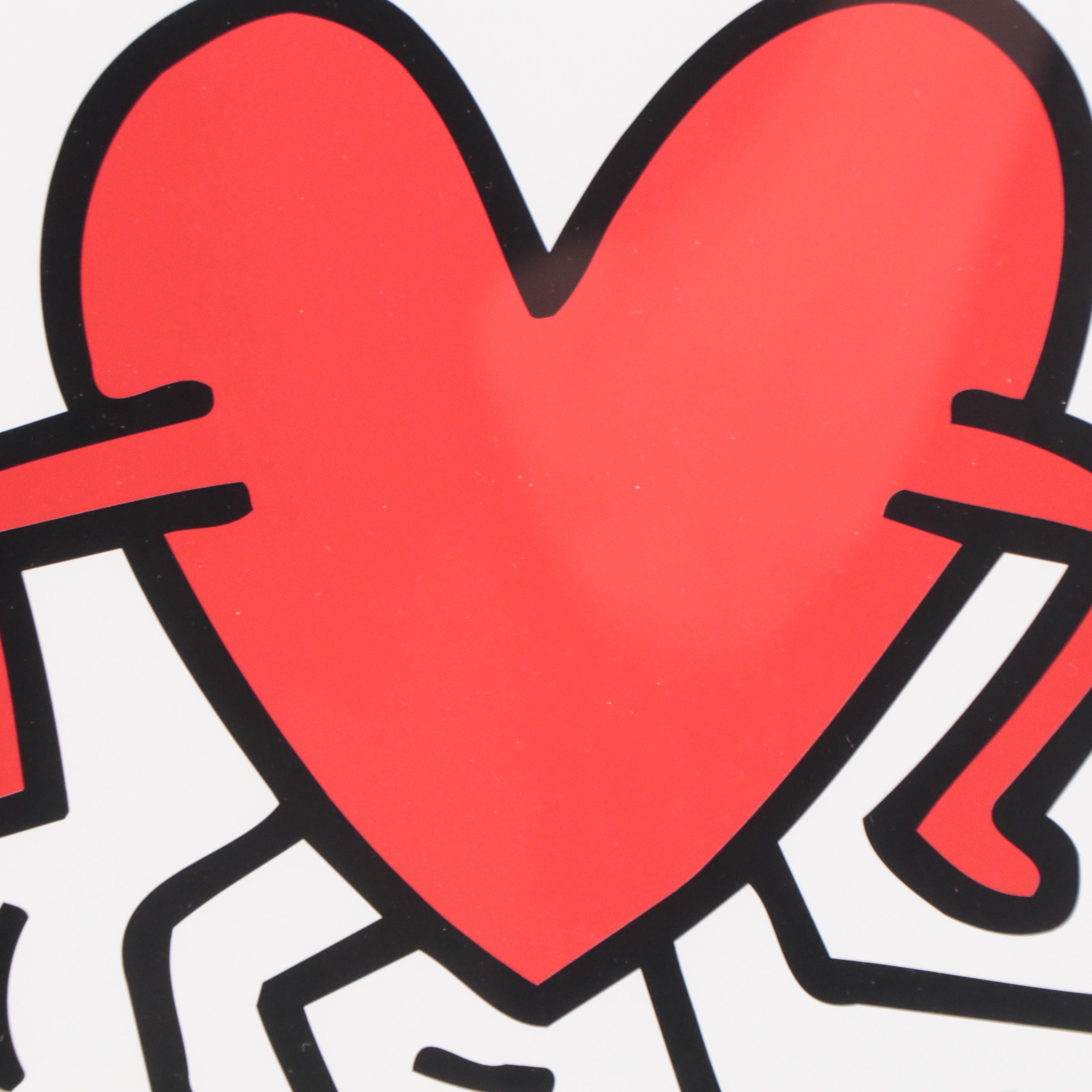 Offset Lithograph of Running Heart After Keith Haring