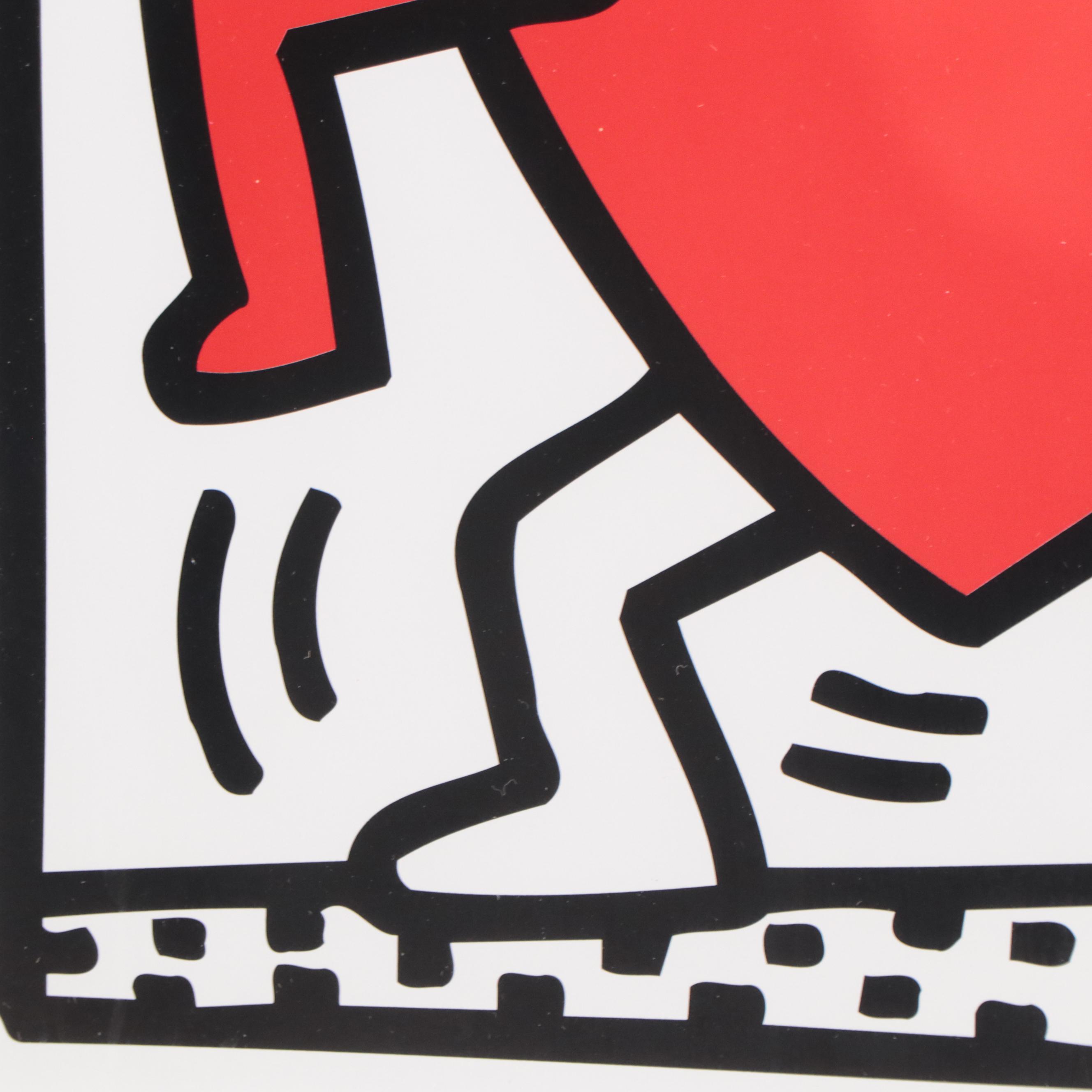 Offset Lithograph of Running Heart After Keith Haring