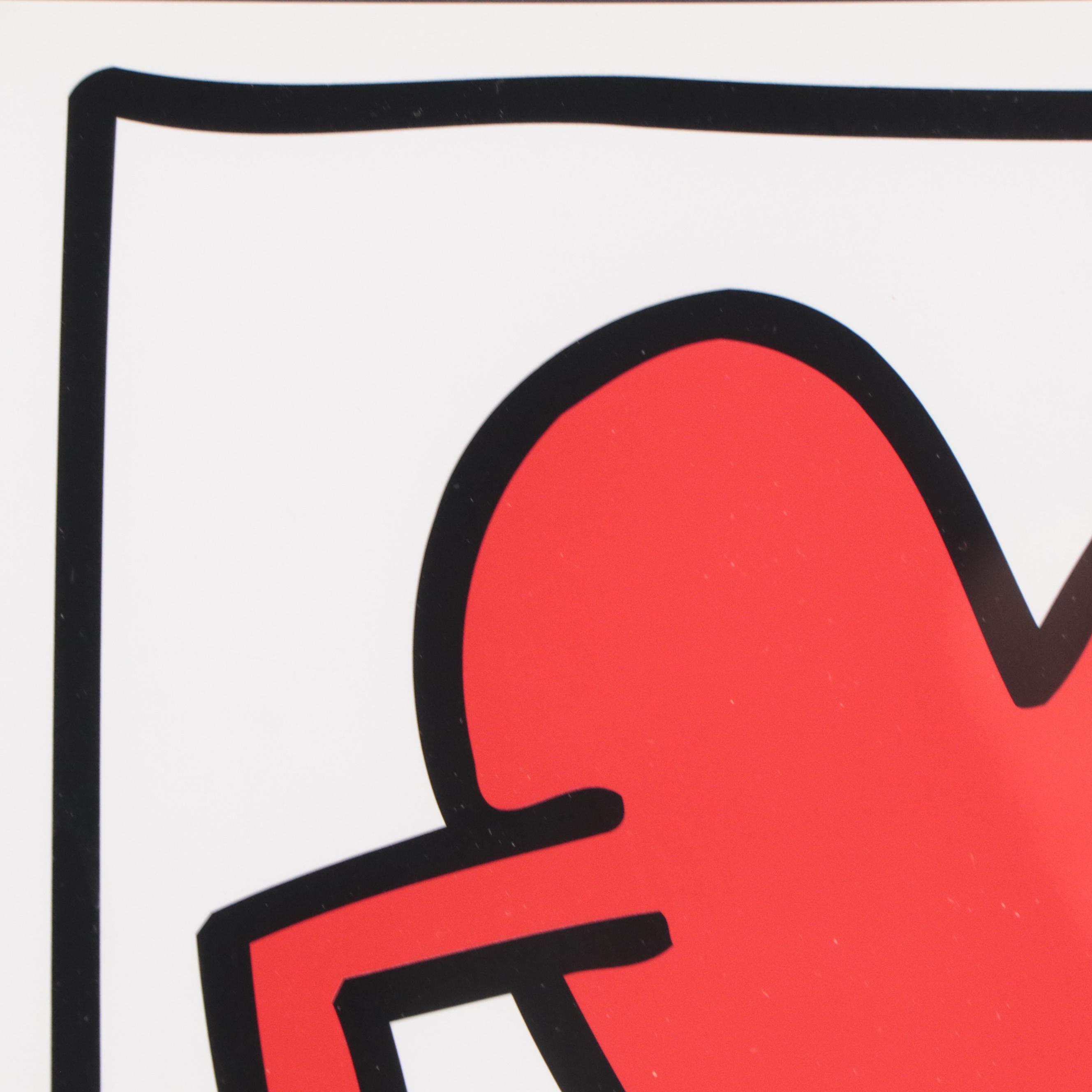 Offset Lithograph of Running Heart After Keith Haring