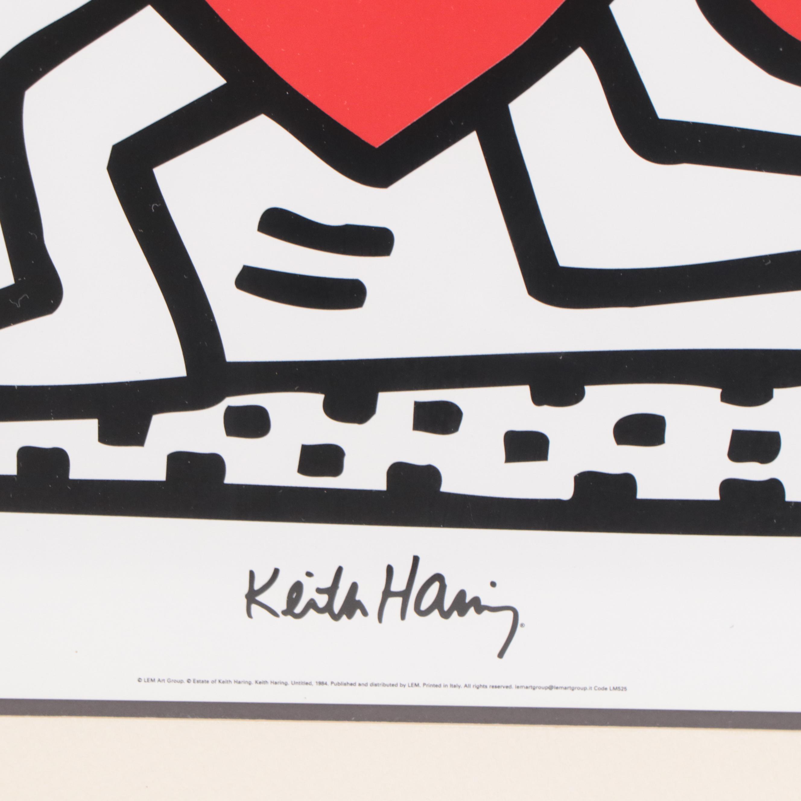Offset Lithograph of Running Heart After Keith Haring