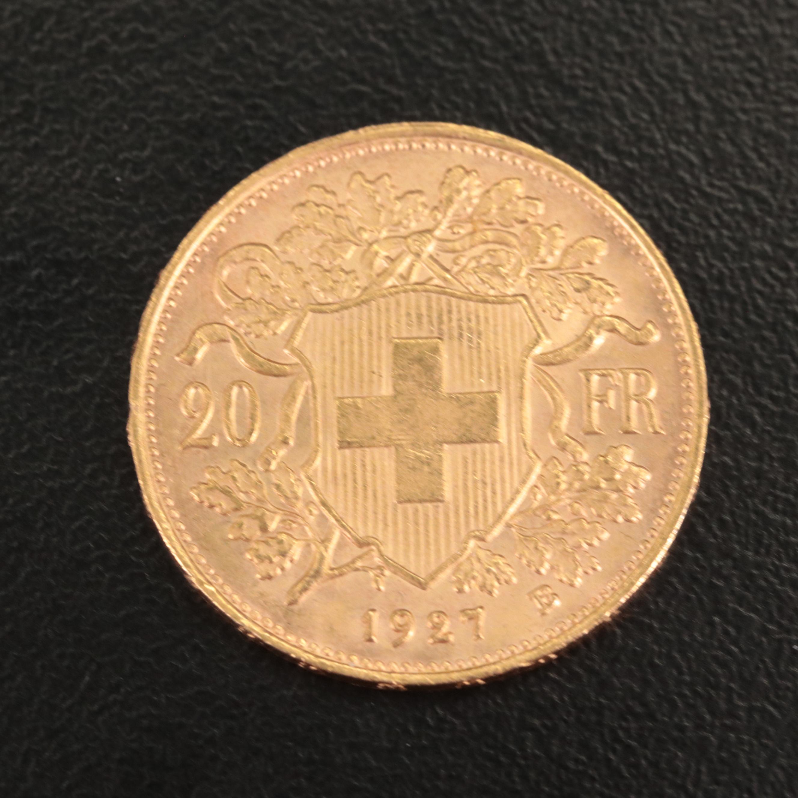 1927 Switzerland 20-Franc Gold Coin