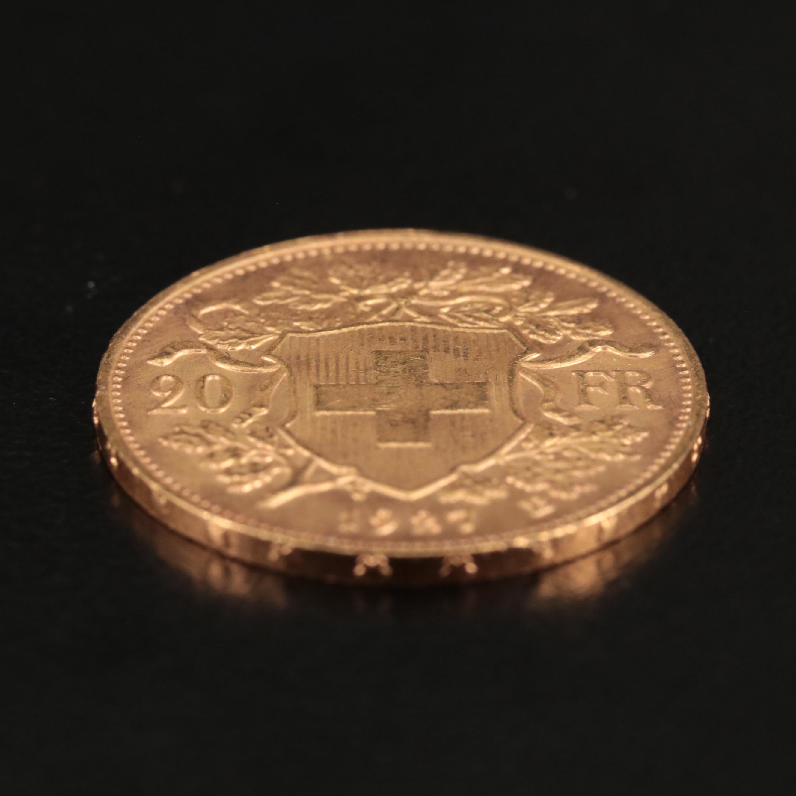 1927 Switzerland 20-Franc Gold Coin