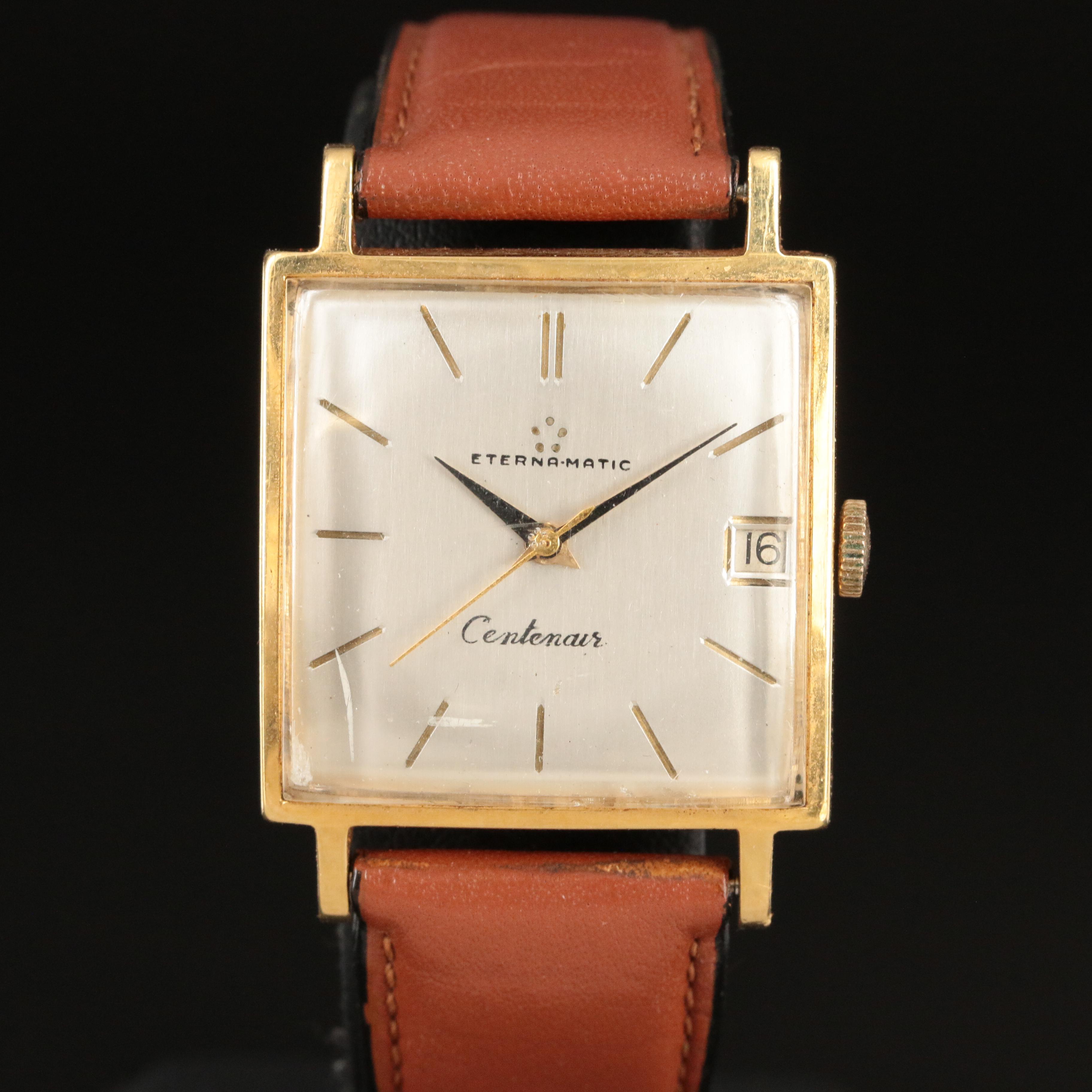 Vintage 18K Eterna Eternamatic Centenair Date Watch