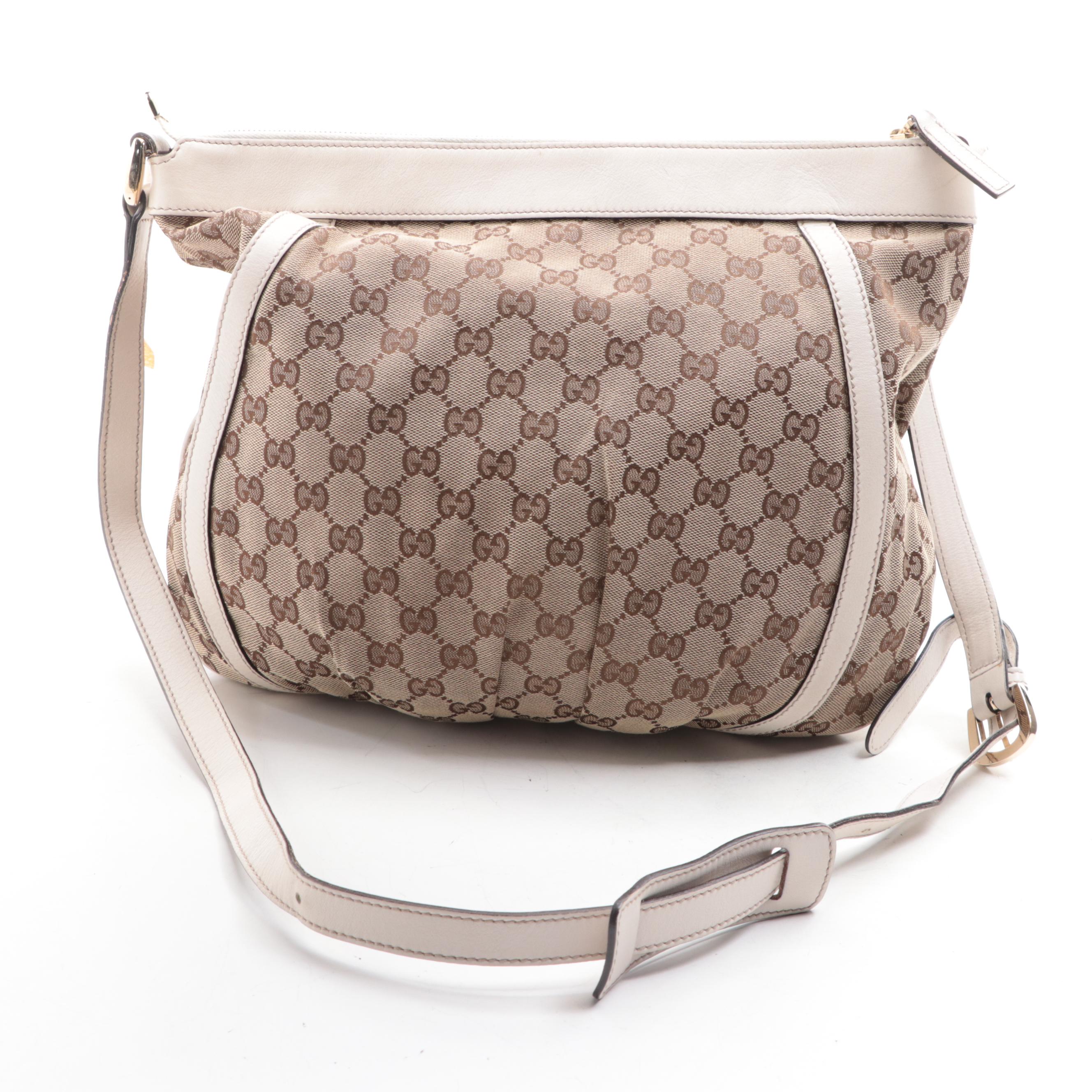 Gucci Abbey Shoulder Bag in GG Canvas with Leather Trim