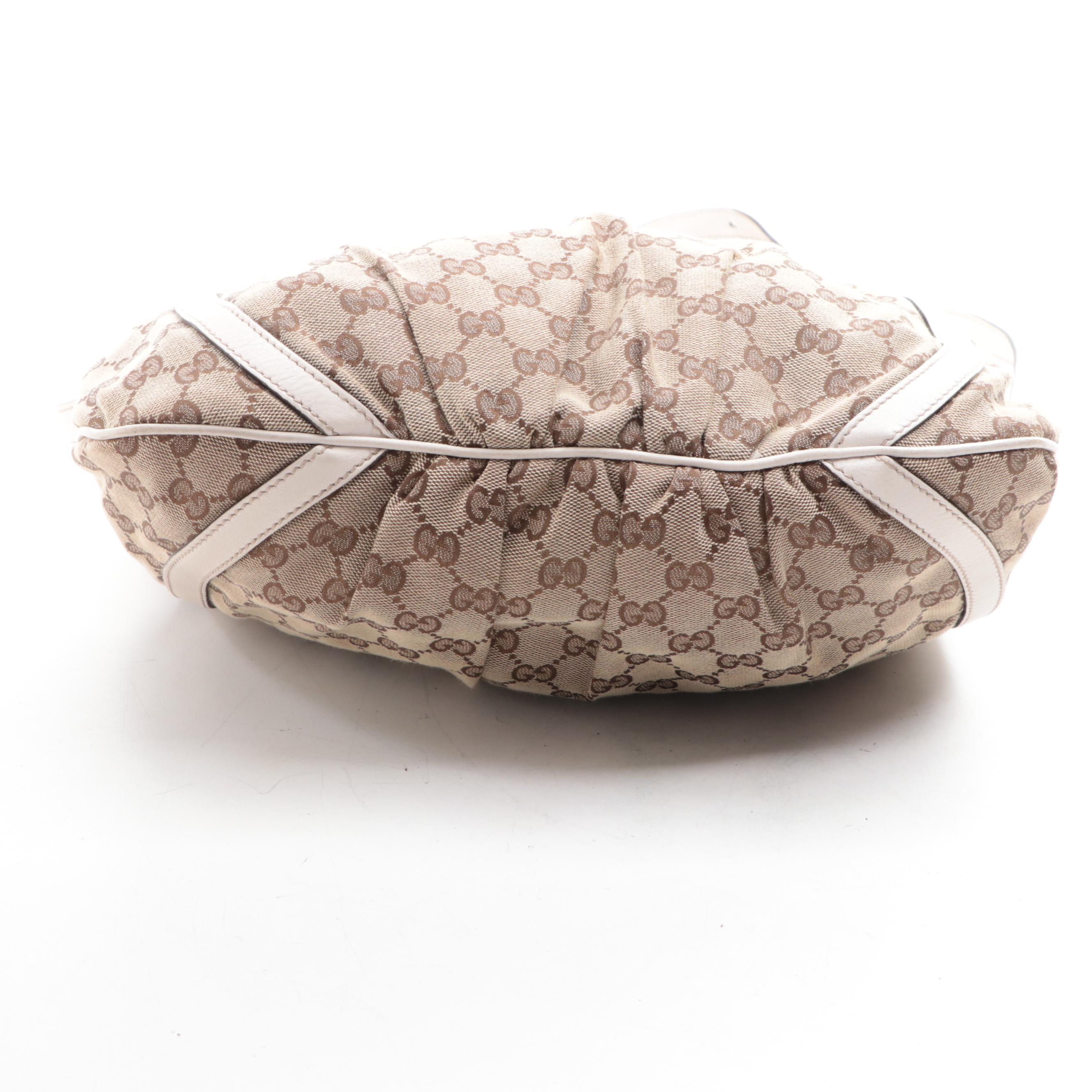 Gucci Abbey Shoulder Bag in GG Canvas with Leather Trim