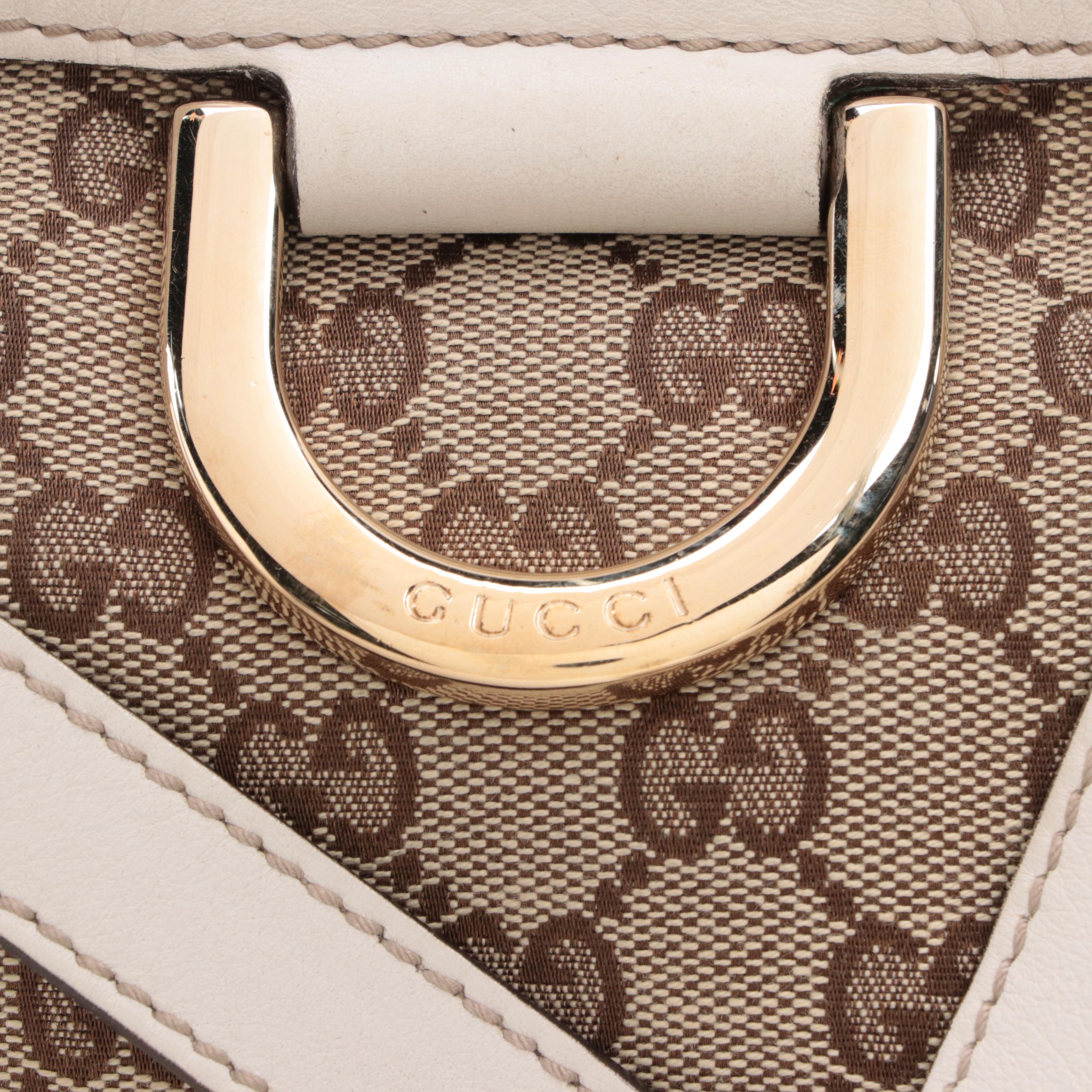 Gucci Abbey Shoulder Bag in GG Canvas with Leather Trim