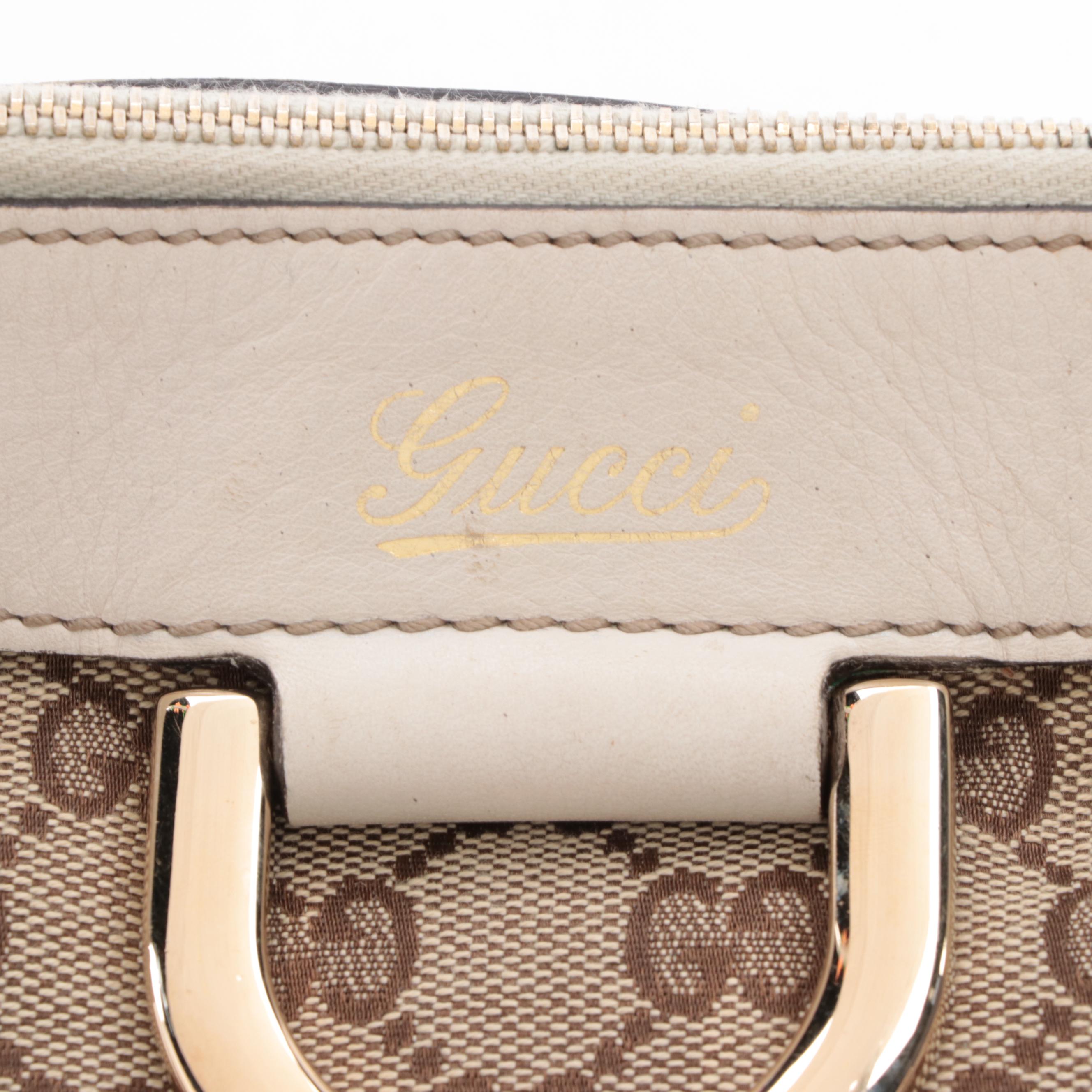 Gucci Abbey Shoulder Bag in GG Canvas with Leather Trim