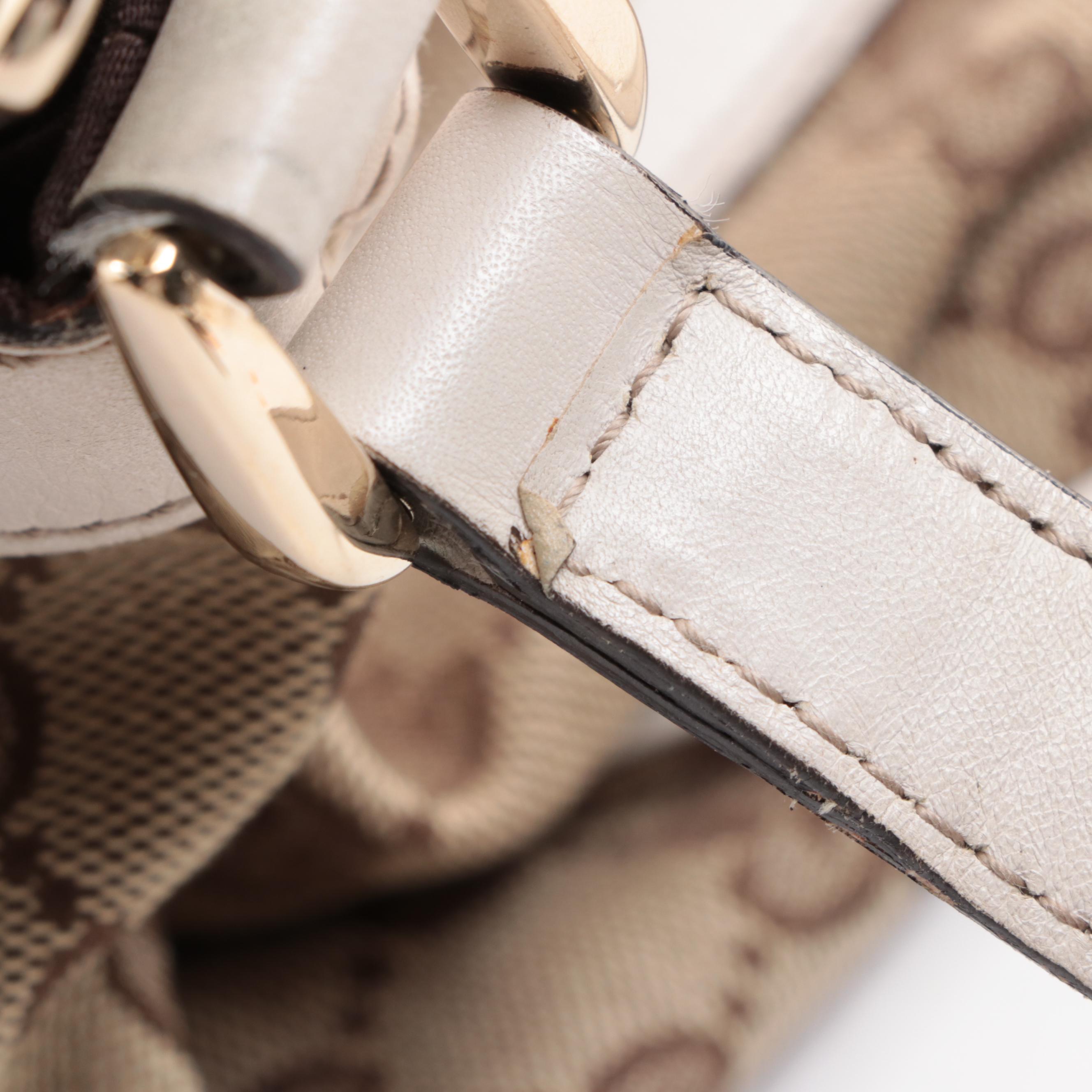 Gucci Abbey Shoulder Bag in GG Canvas with Leather Trim