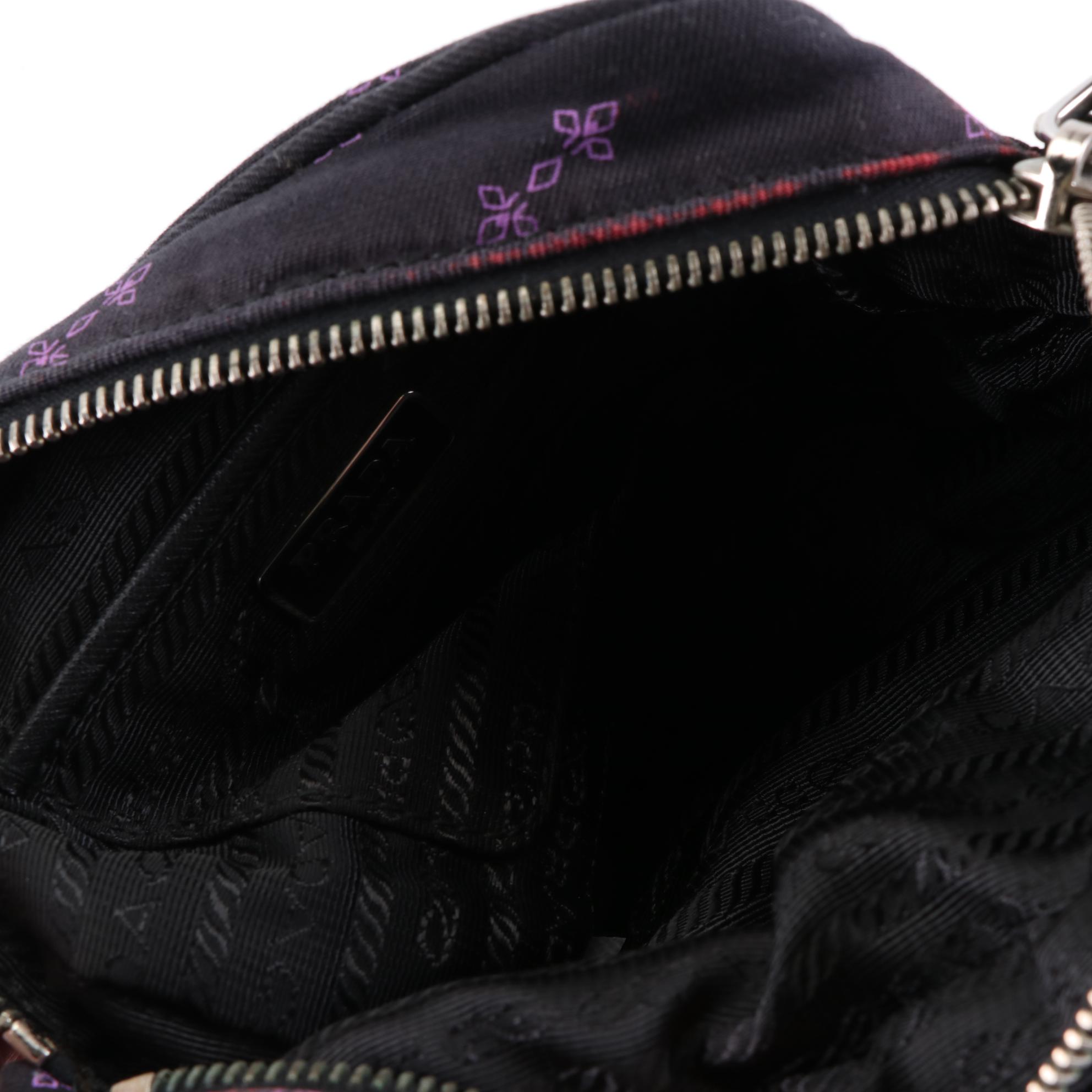 Prada Mini Crossbody in Printed Twill with Interwoven Chain Strap