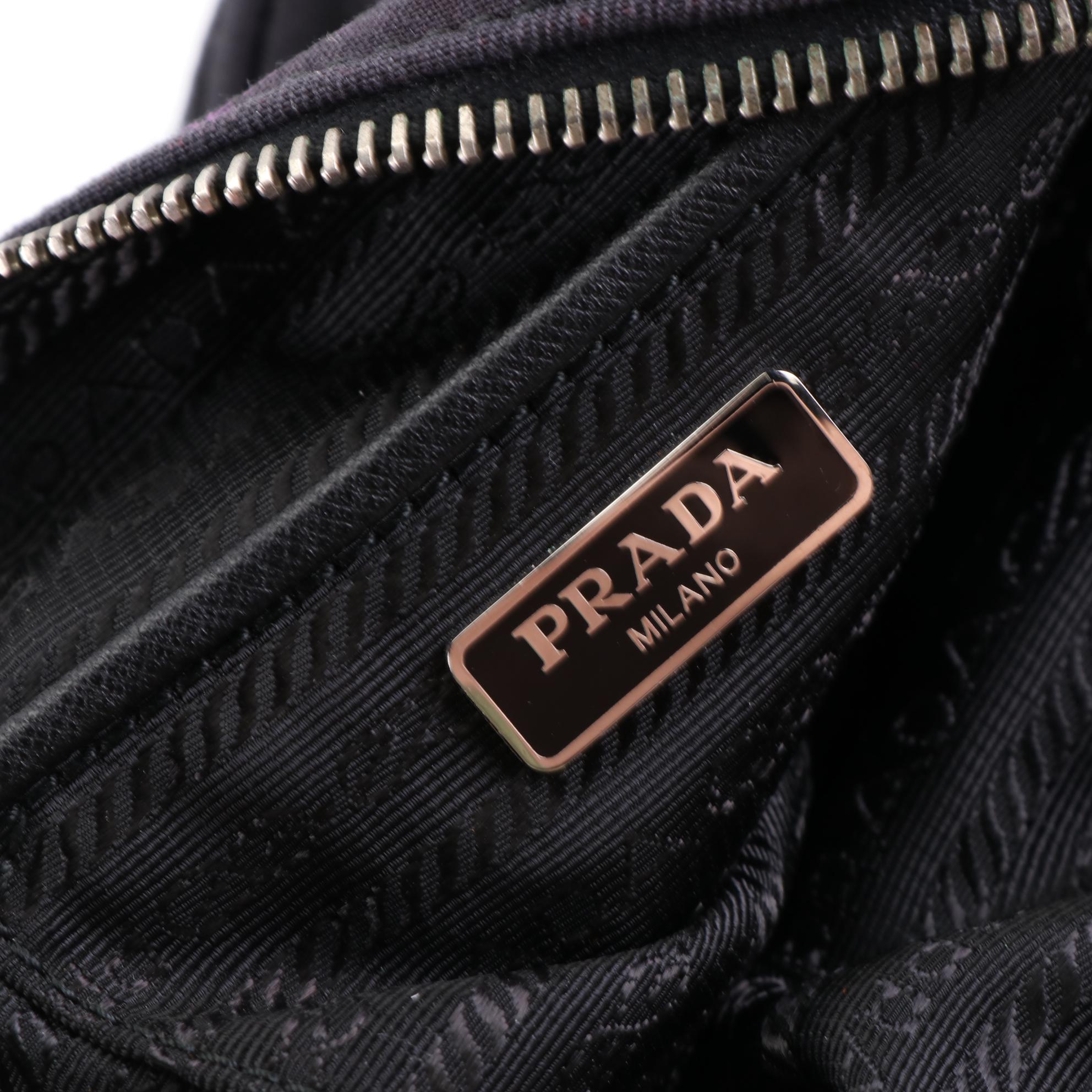 Prada Mini Crossbody in Printed Twill with Interwoven Chain Strap