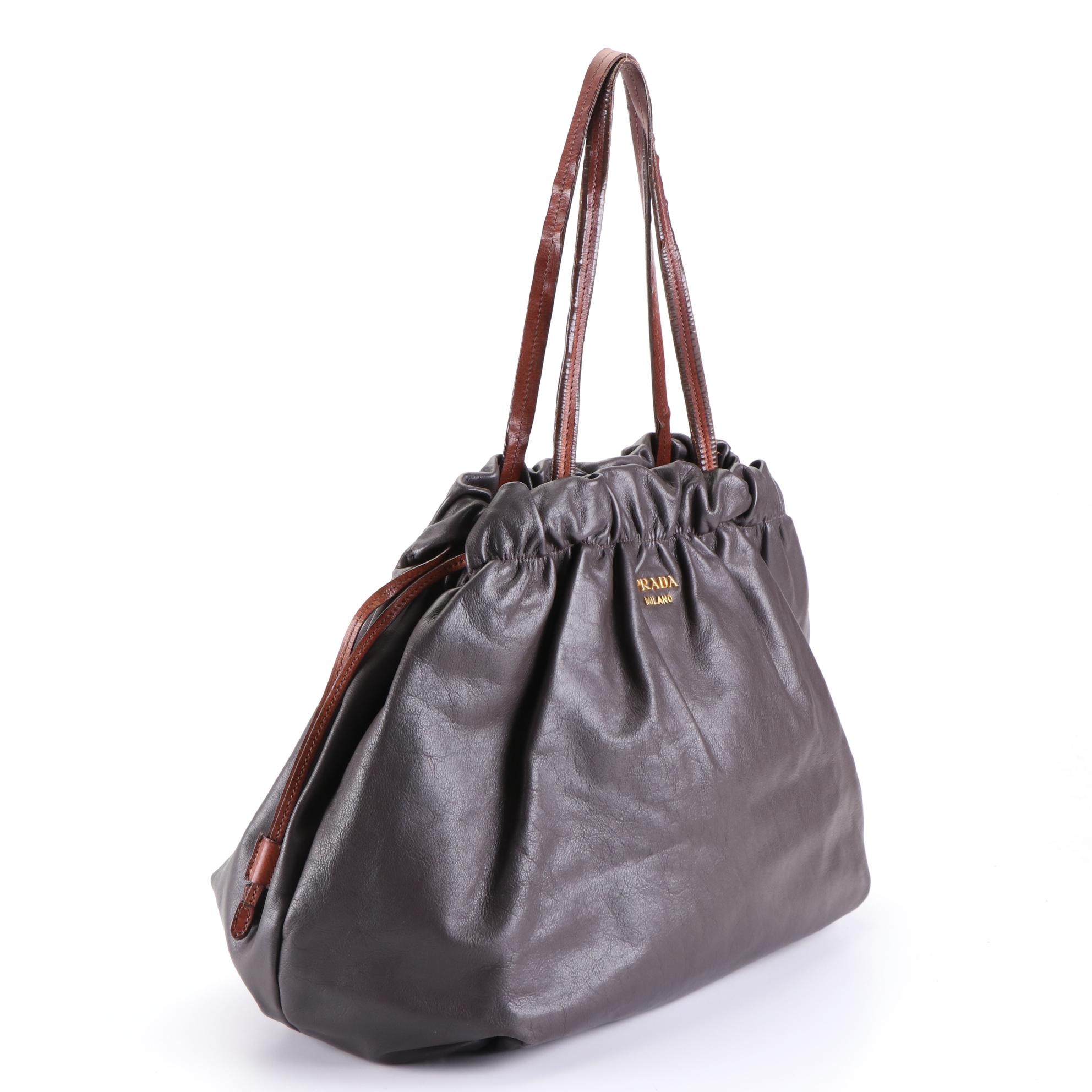 Prada Gathered Hobo Shoulder Bag in Soft Calf Leather