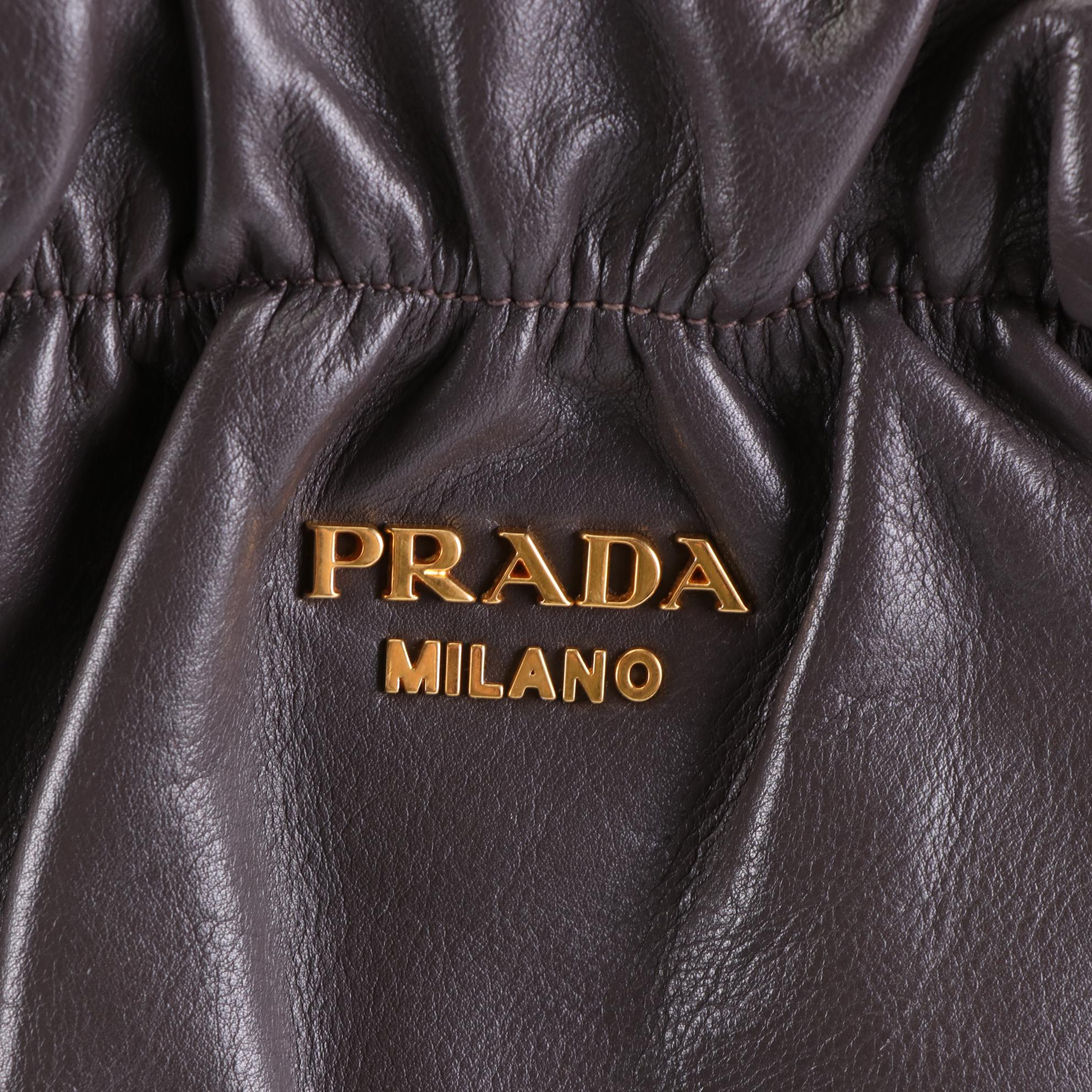 Prada Gathered Hobo Shoulder Bag in Soft Calf Leather
