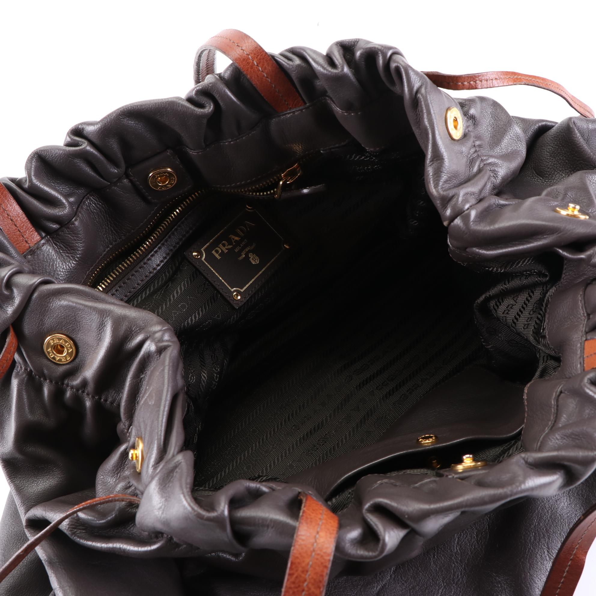 Prada Gathered Hobo Shoulder Bag in Soft Calf Leather