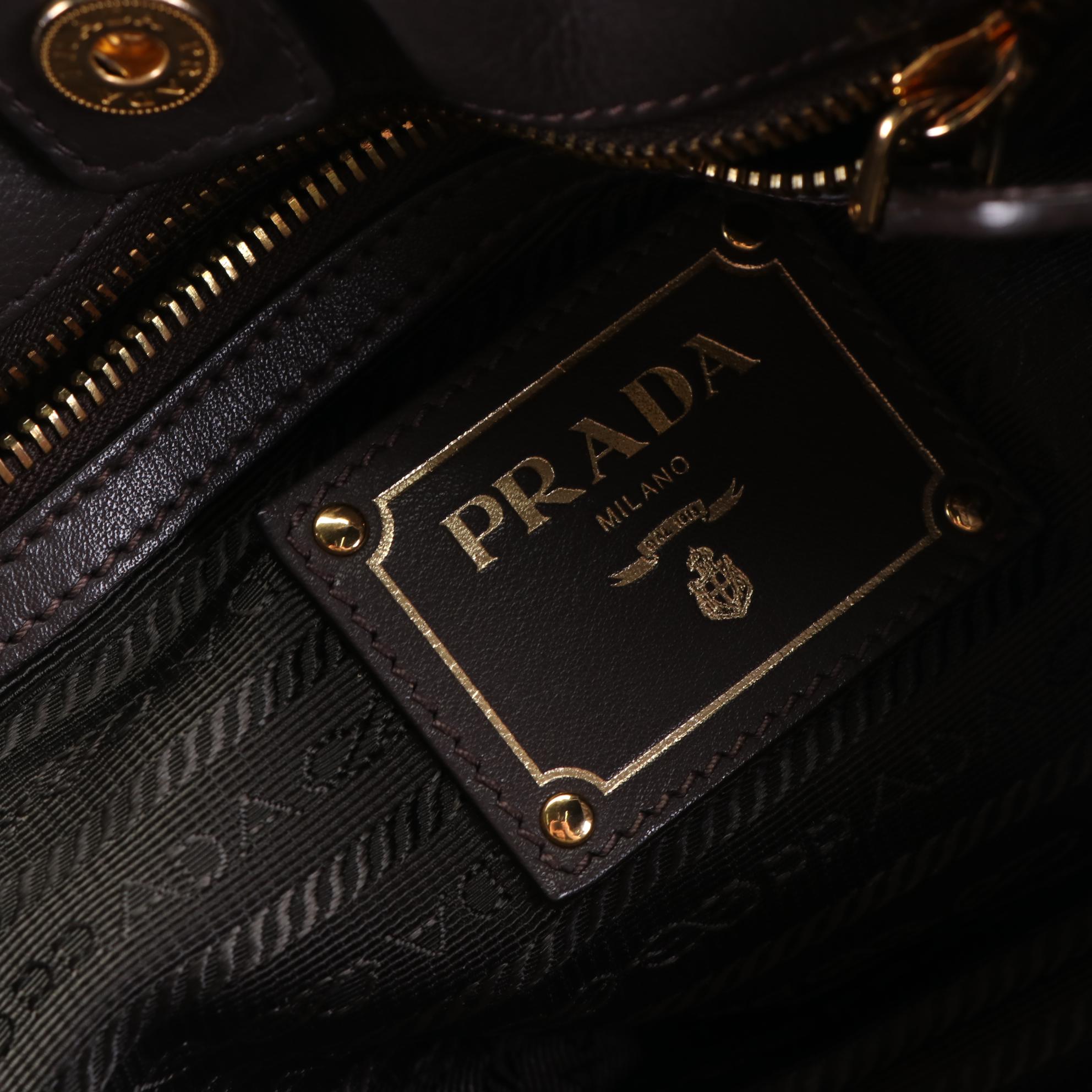 Prada Gathered Hobo Shoulder Bag in Soft Calf Leather