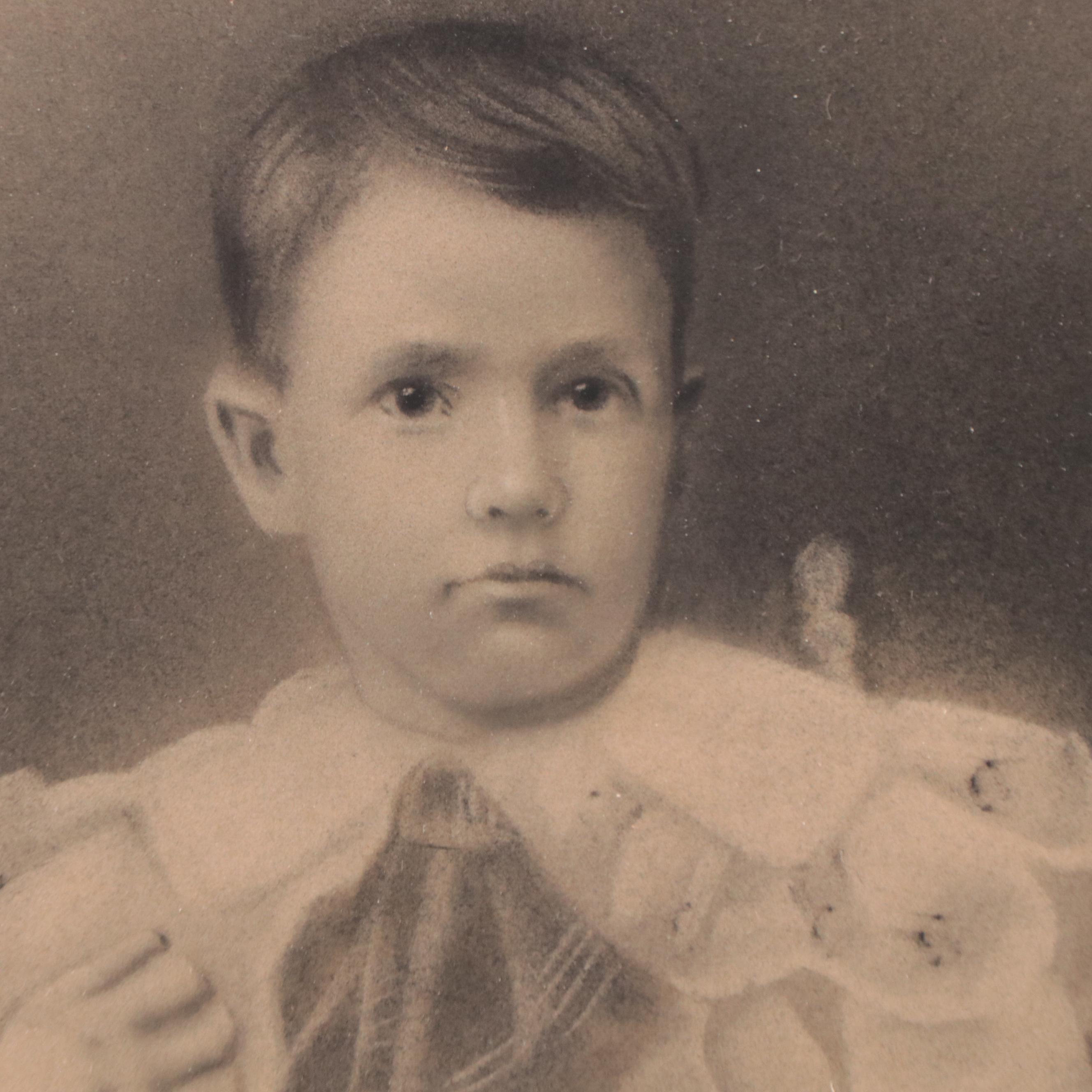 Crayon Portrait Photograph of Seated Boy, Circa 1900