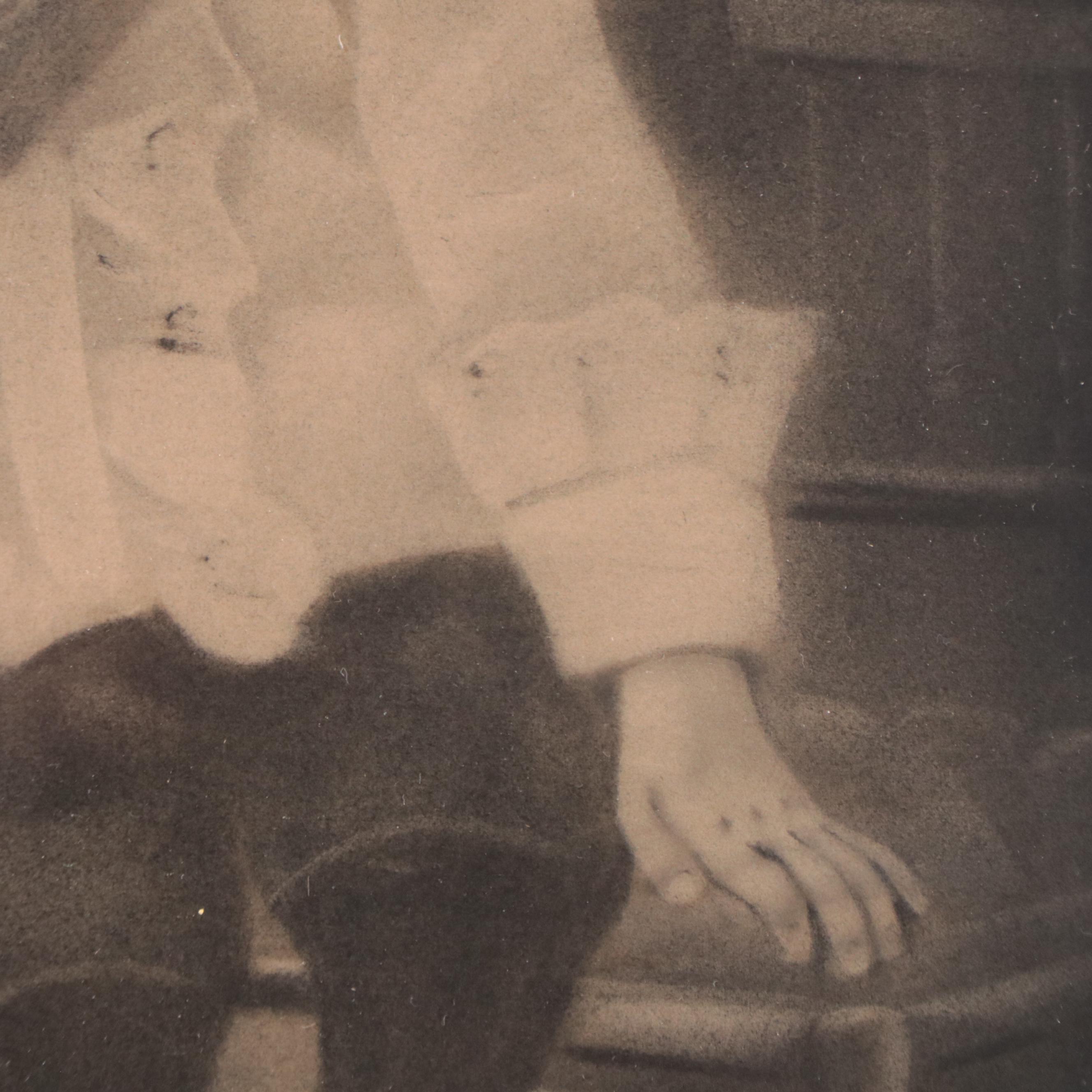 Crayon Portrait Photograph of Seated Boy, Circa 1900