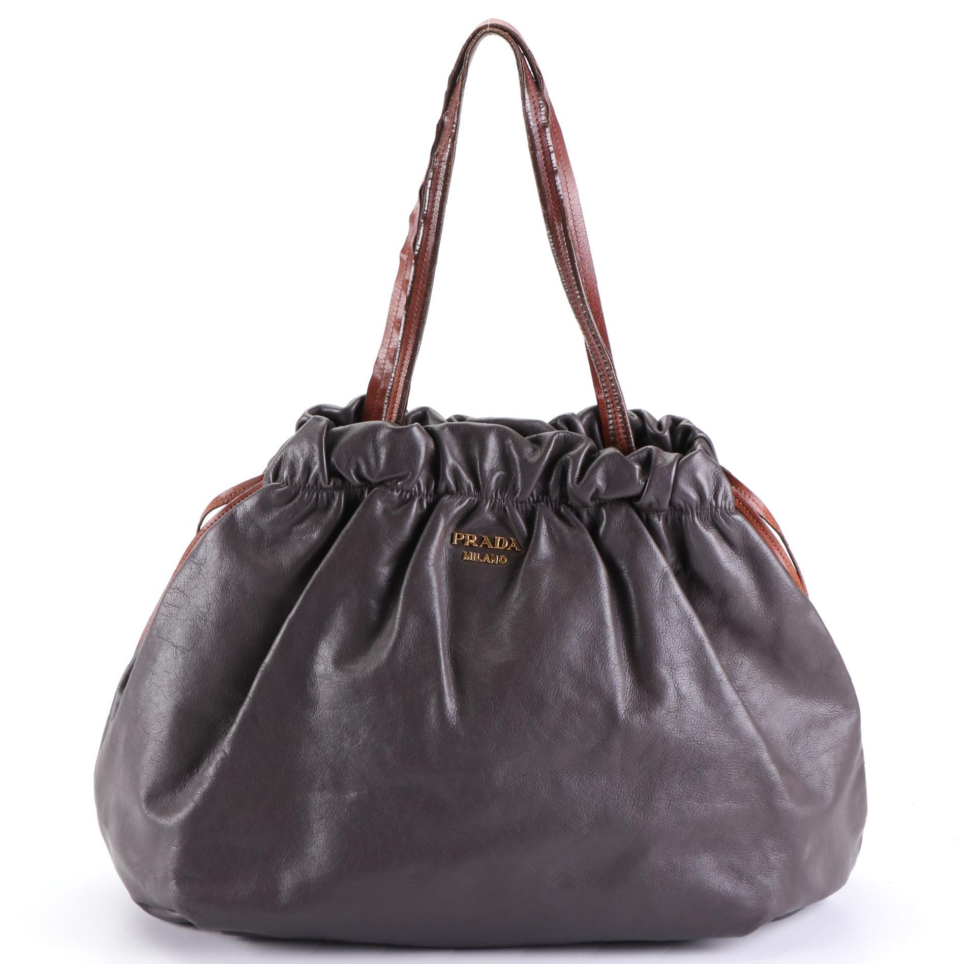 Prada Gathered Hobo Shoulder Bag in Soft Calf Leather