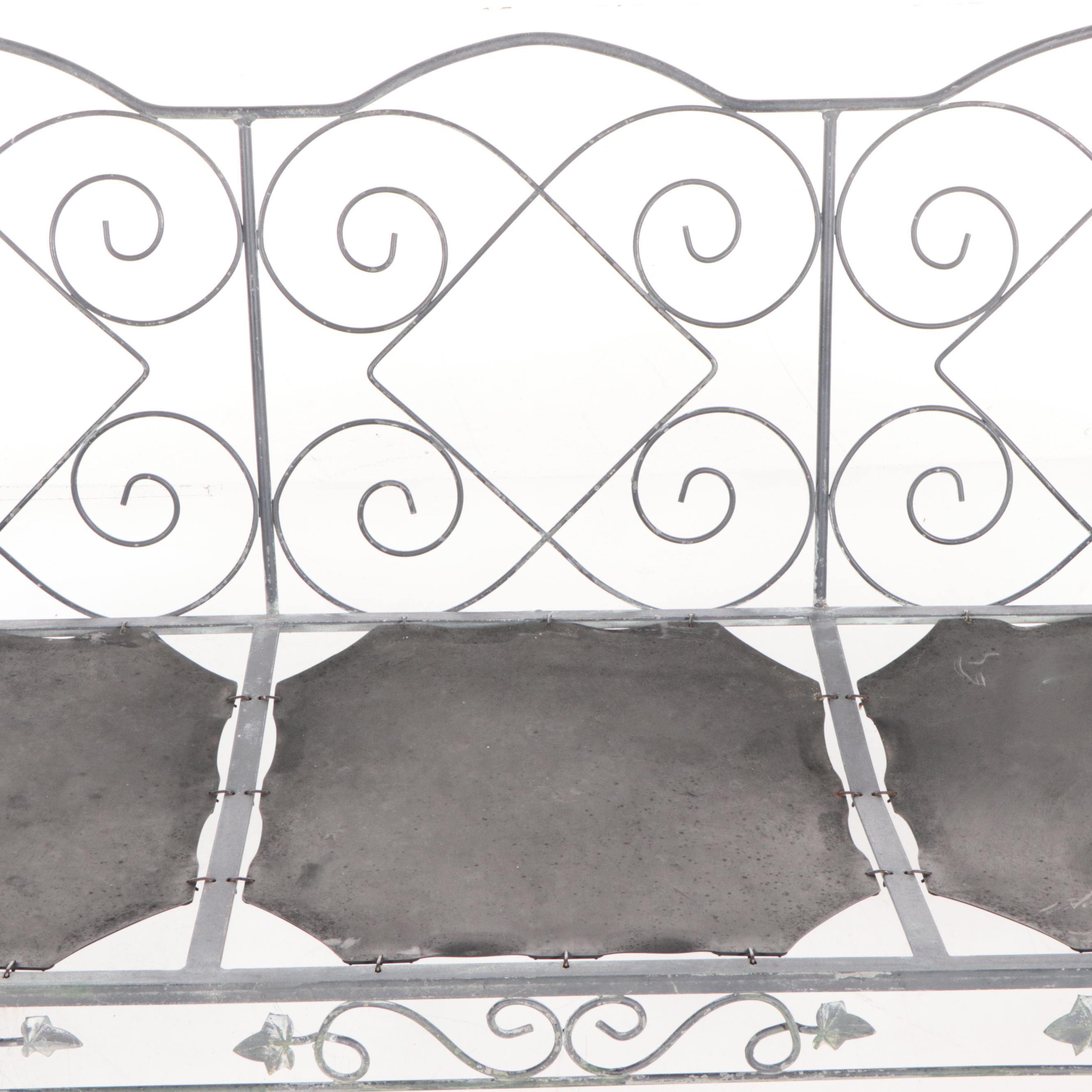 Wrought Iron Patio Sofa and Tempered Glass Top Coffee Table, Late 20th Century