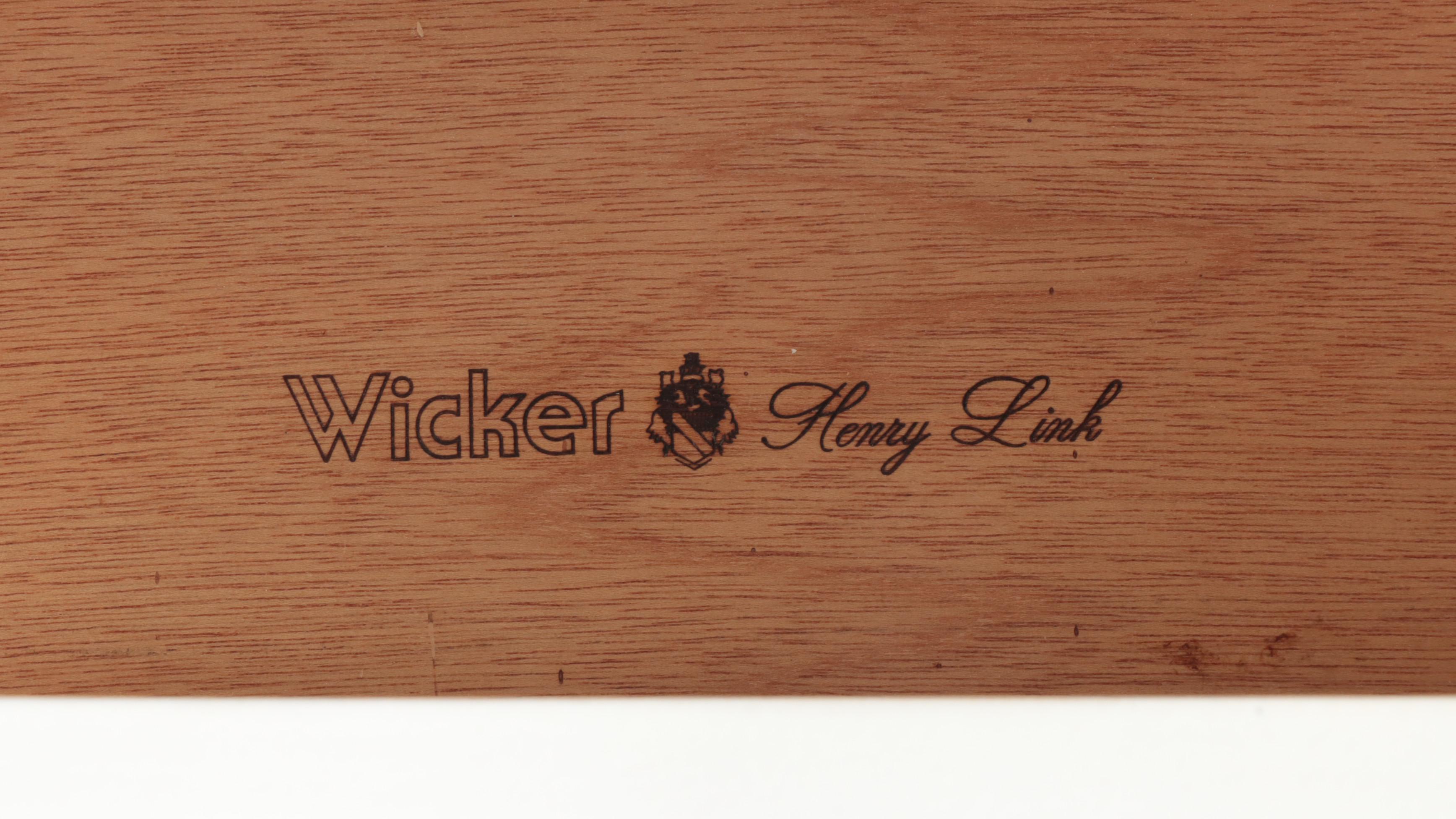 Two Lexington/Henry Link White-Painted Wicker Twin Headboards and Nightstand