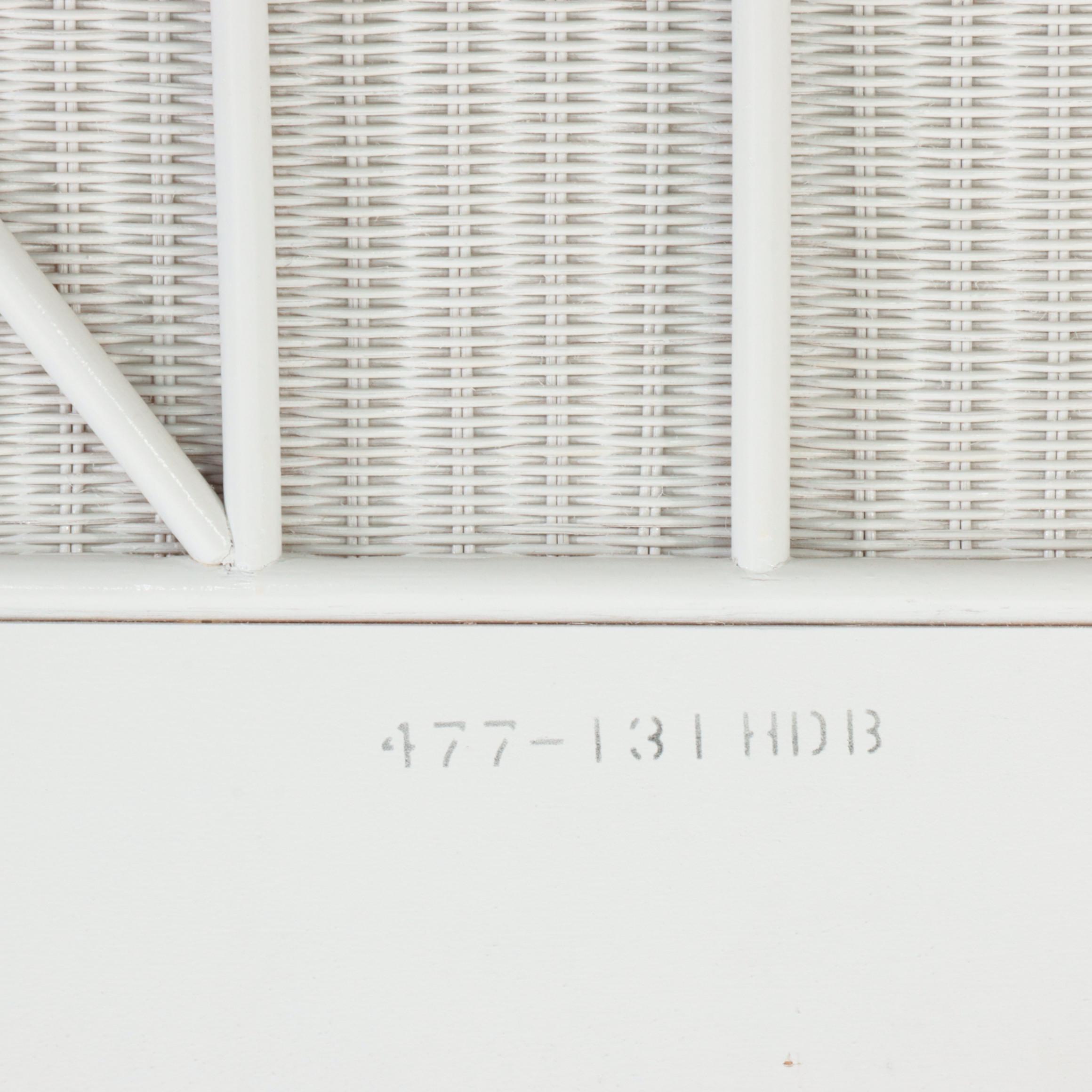 Two Lexington/Henry Link White-Painted Wicker Twin Headboards and Nightstand