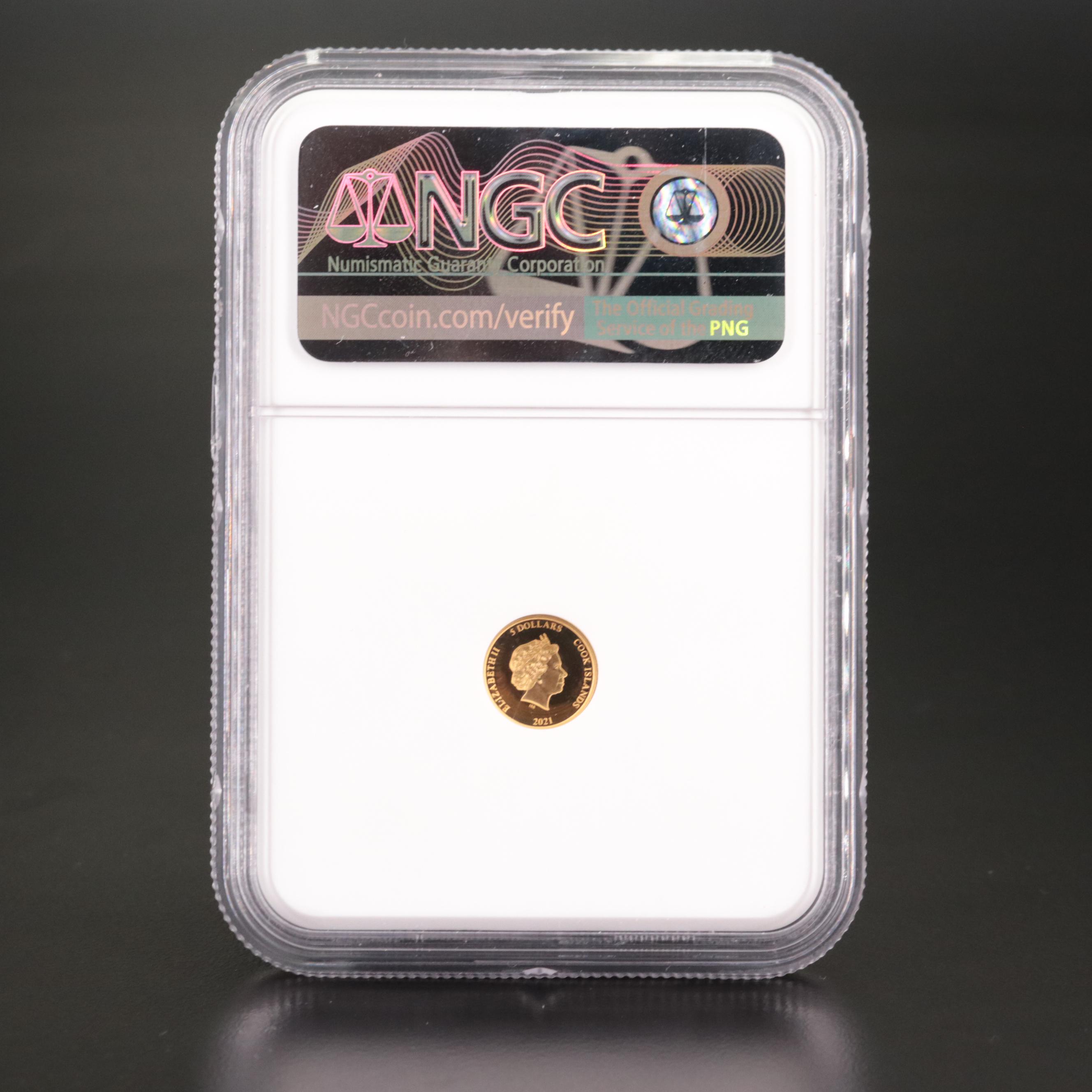 NGC Graded PF70 2021 Cook Islands $5 Gold Coin, U.S. State Animal Series
